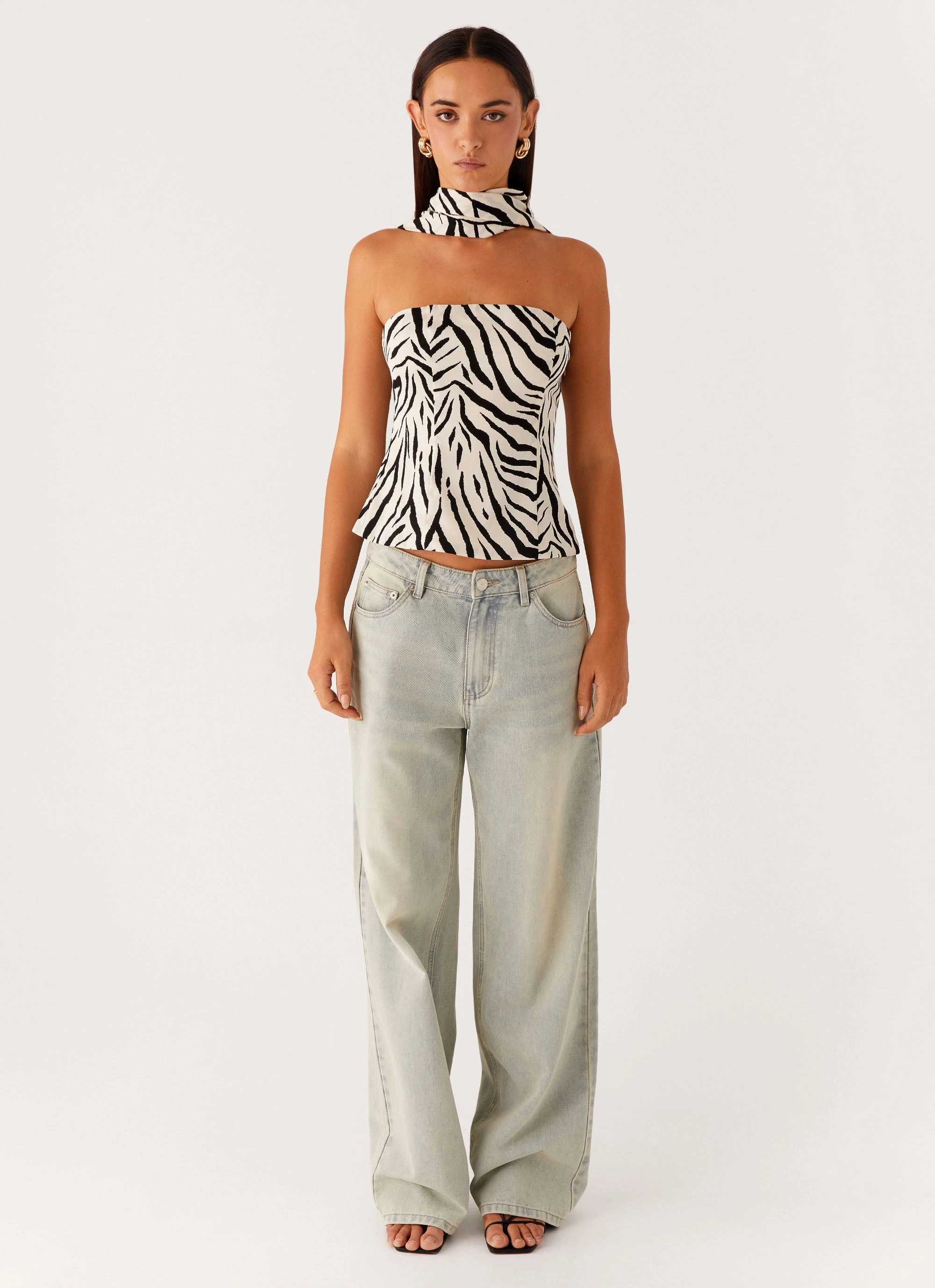 Anais Scraf Top - Zebra GarmentDyed
