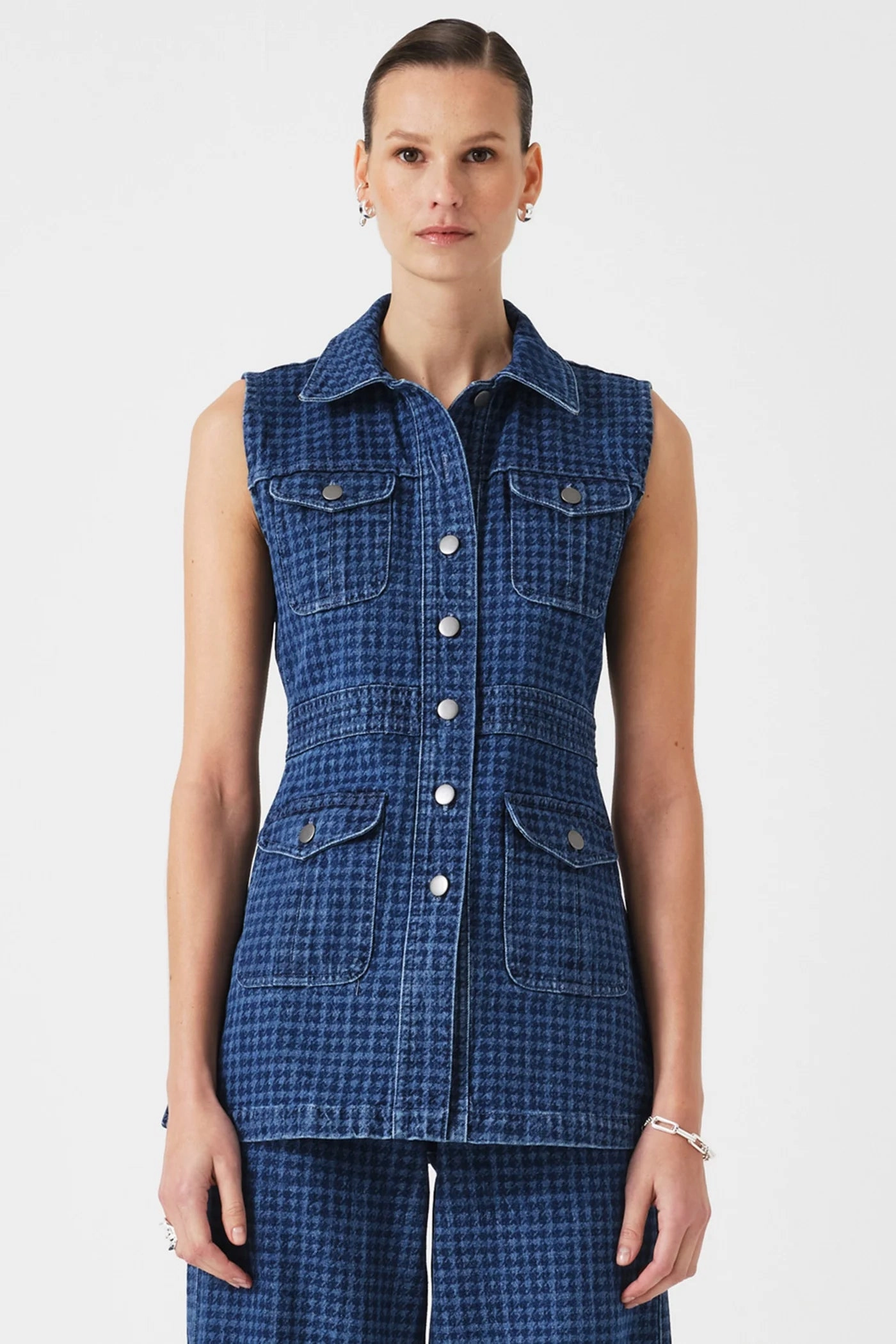Ani Vest in Houndstooth Recycled Fiber Blend