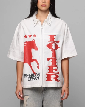Loiter Rodeo Zip Up Shirt Off White Multipurpose Layering Piece