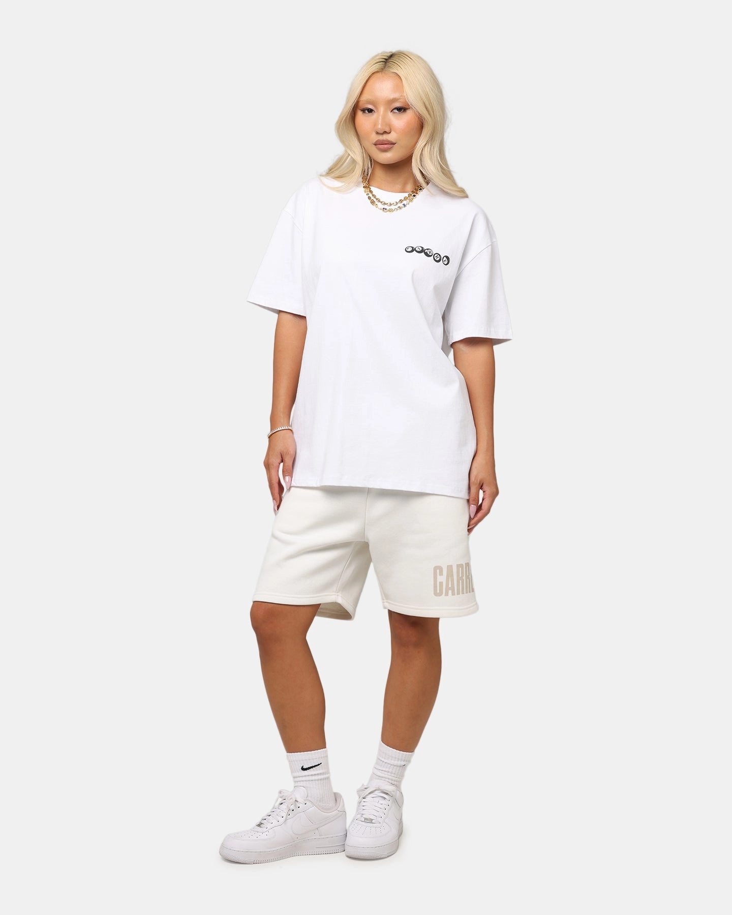 Flatlock Seam Design Carre Break T-Shirt White