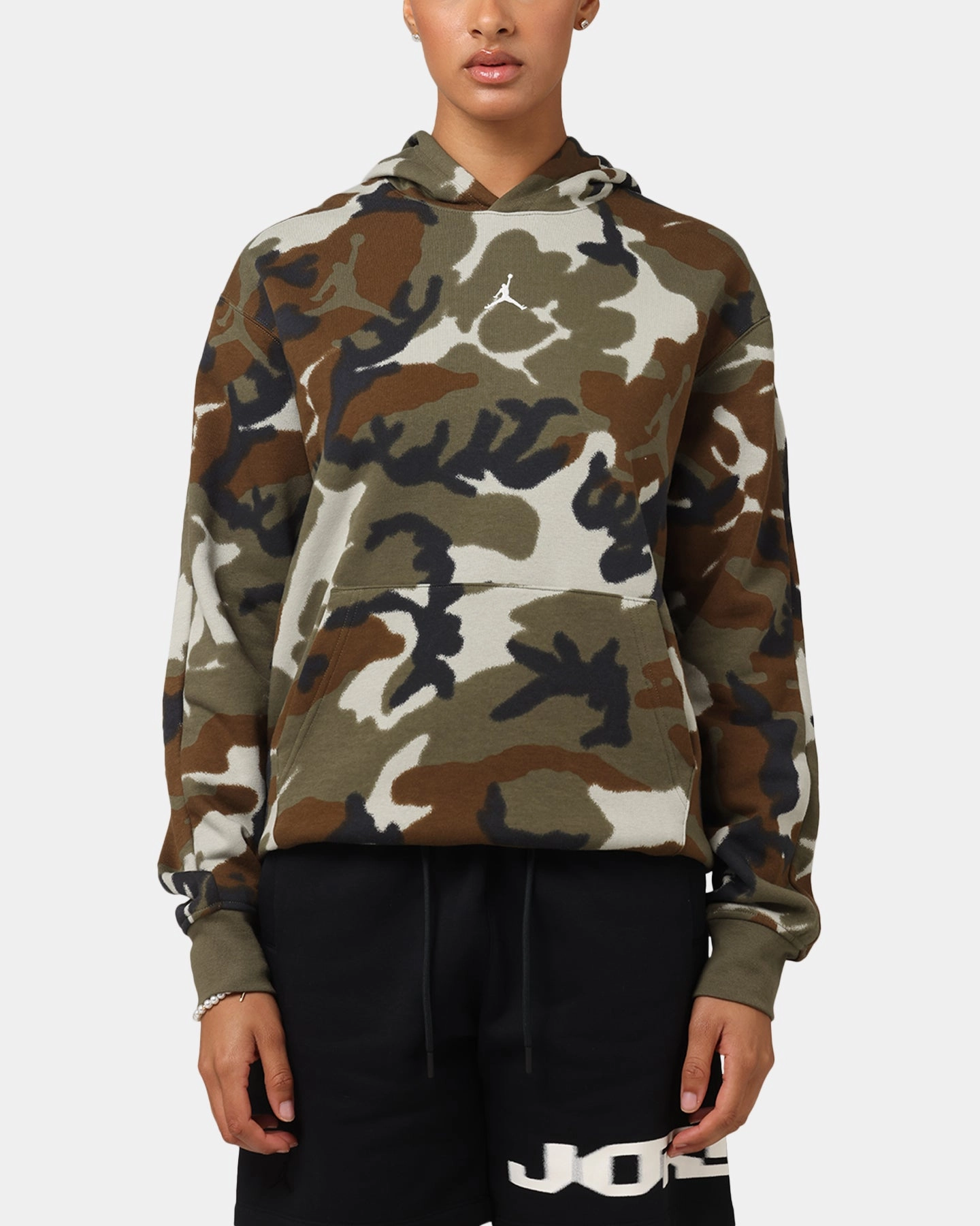 Jordan Jumpman MVP Statement Camo Pullover Hoodie Light Olive WrinkleResistantFinish