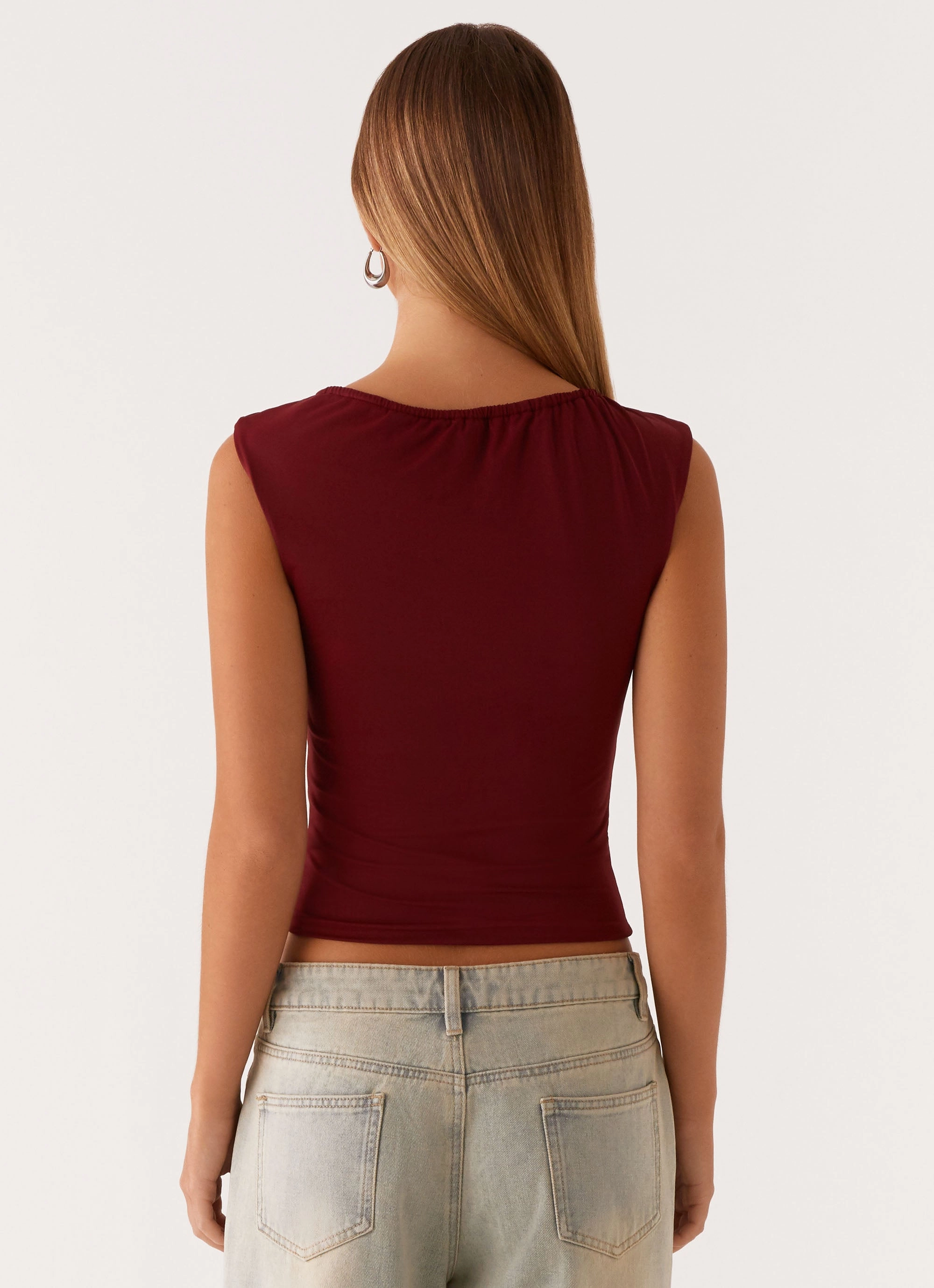 Darlee Tank Top - Mulberry AbrasionResistant Edging Layered Collar Design