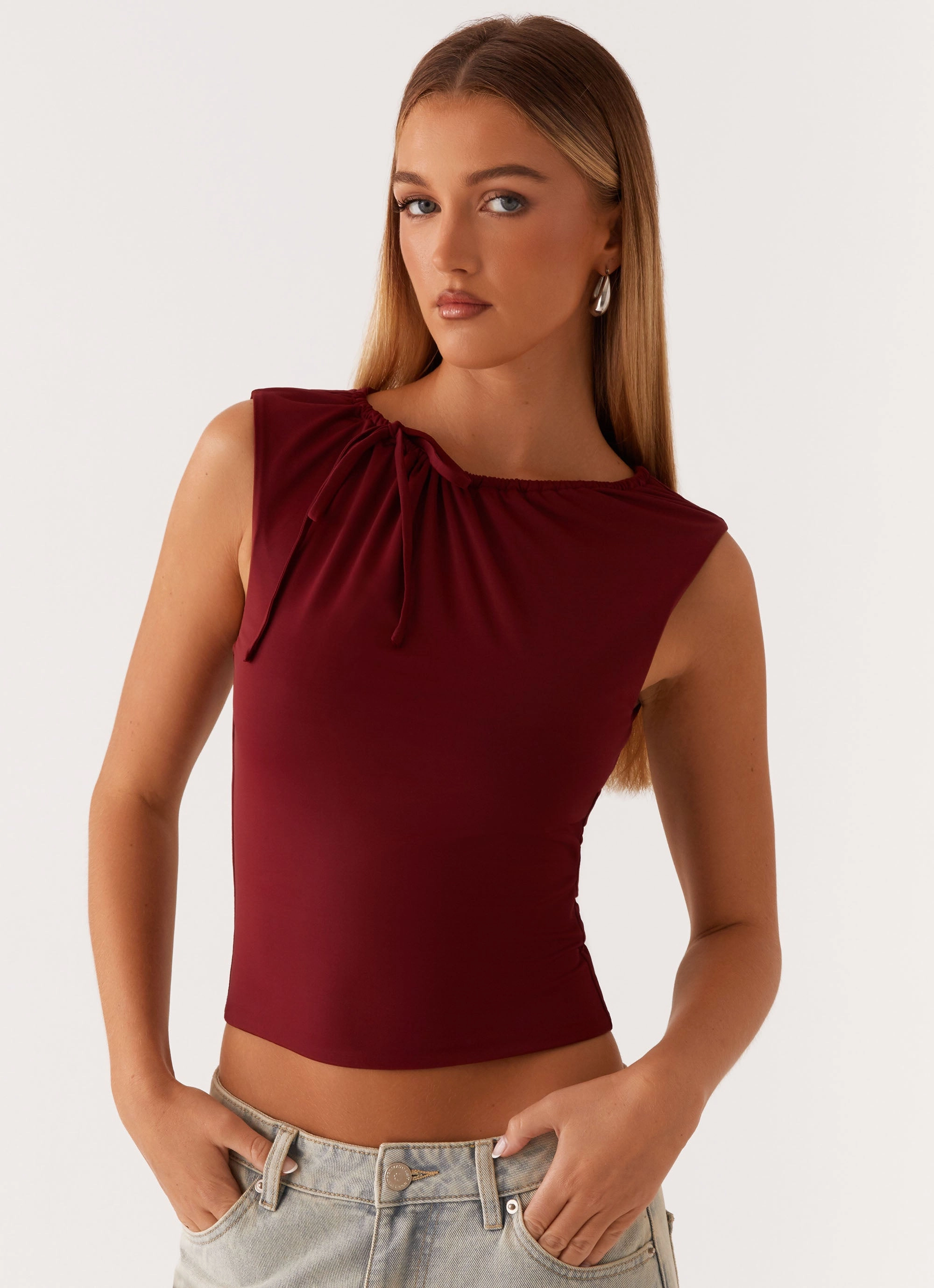Quick Dry Tech Four Way Stretch Material Darlee Tank Top - Mulberry