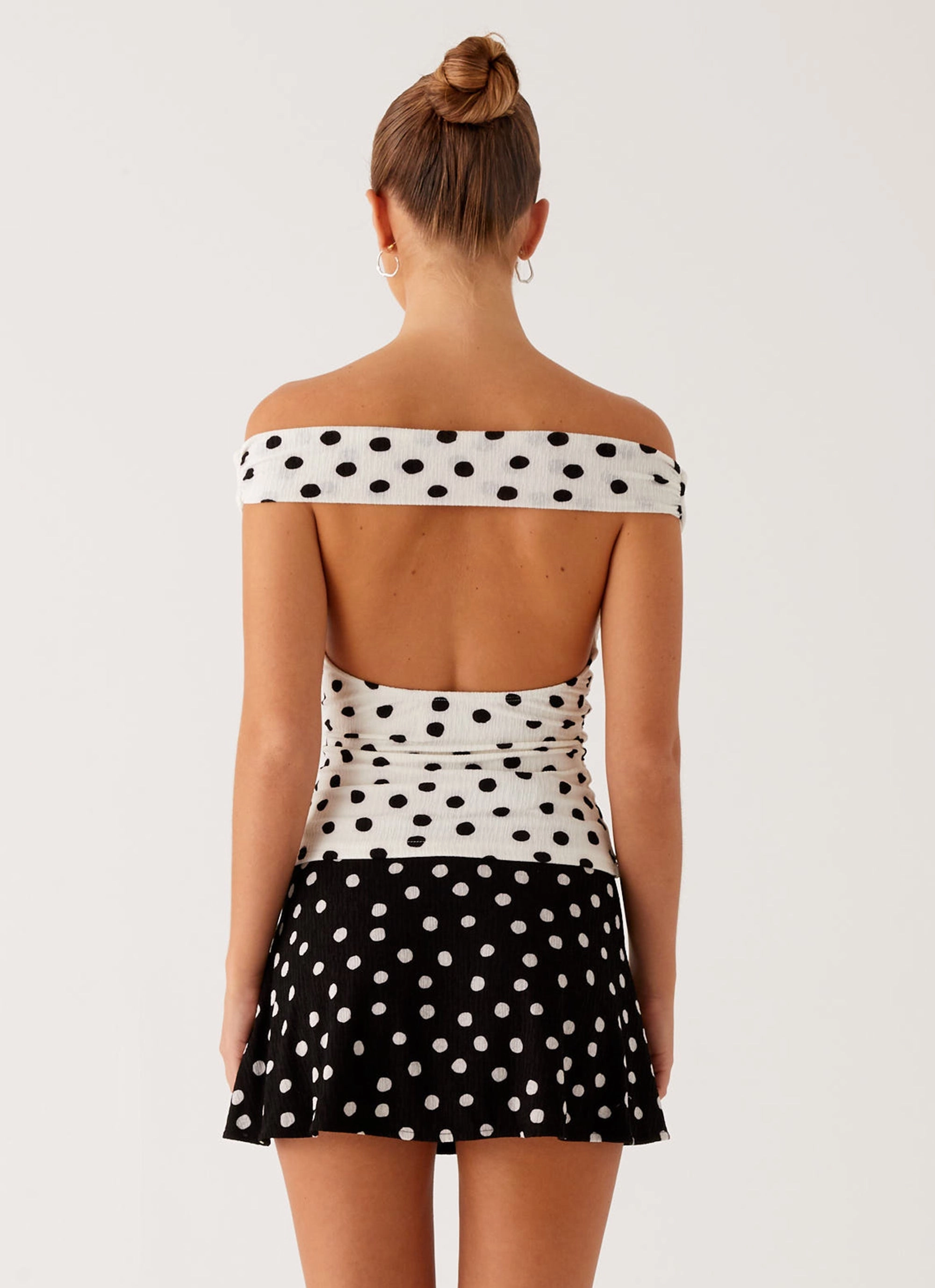Rylie Top - White Polka Dot Moisture Management Fabric