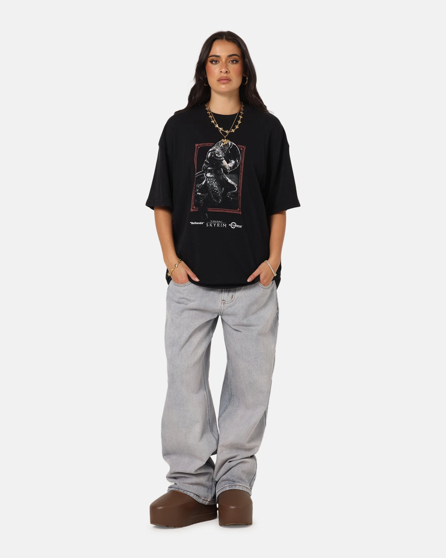 NonSlip Grip Tape Hypoallergenic Fiber 73 Studio X The Elder Scrolls V: Skyrim '11 Dragonborn Vintage T-Shirt Black Acidwash