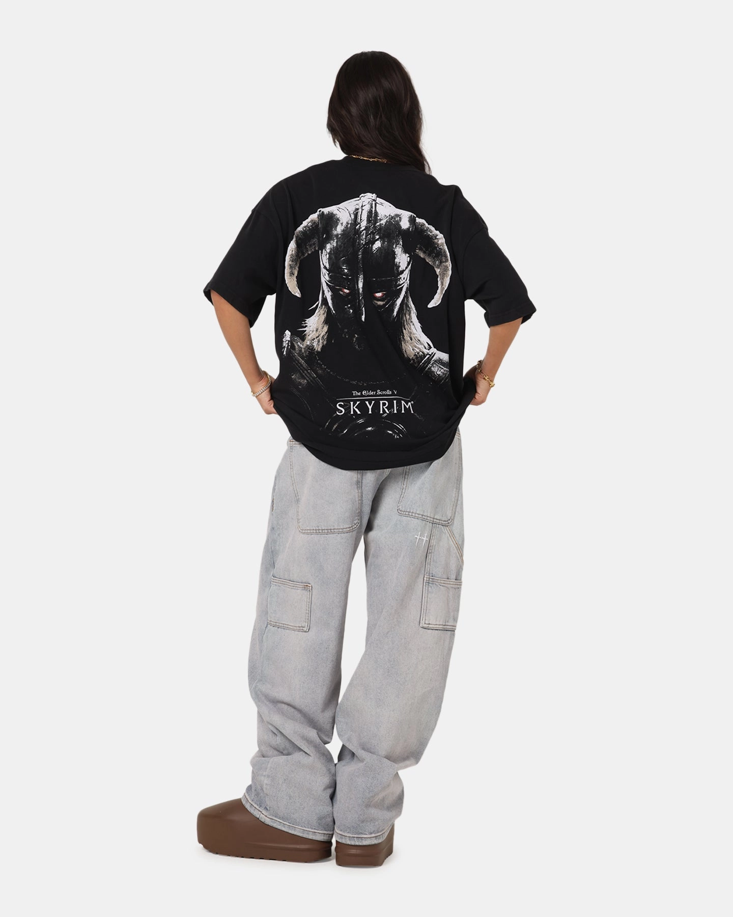 Sporty Style Ethical production 73 Studio X The Elder Scrolls V: Skyrim '11 Dragonborn Vintage T-Shirt Black Acidwash