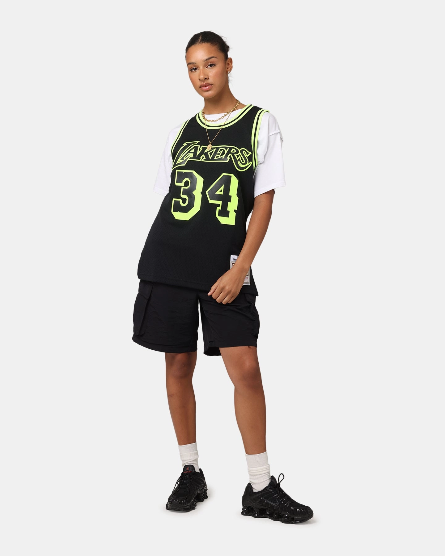 Convertible Design EcoCertified Material Mitchell & Ness Los Angeles Lakers Shaquille O'Neal 'Volt' 1996 Swing Jersey Black/Yellow