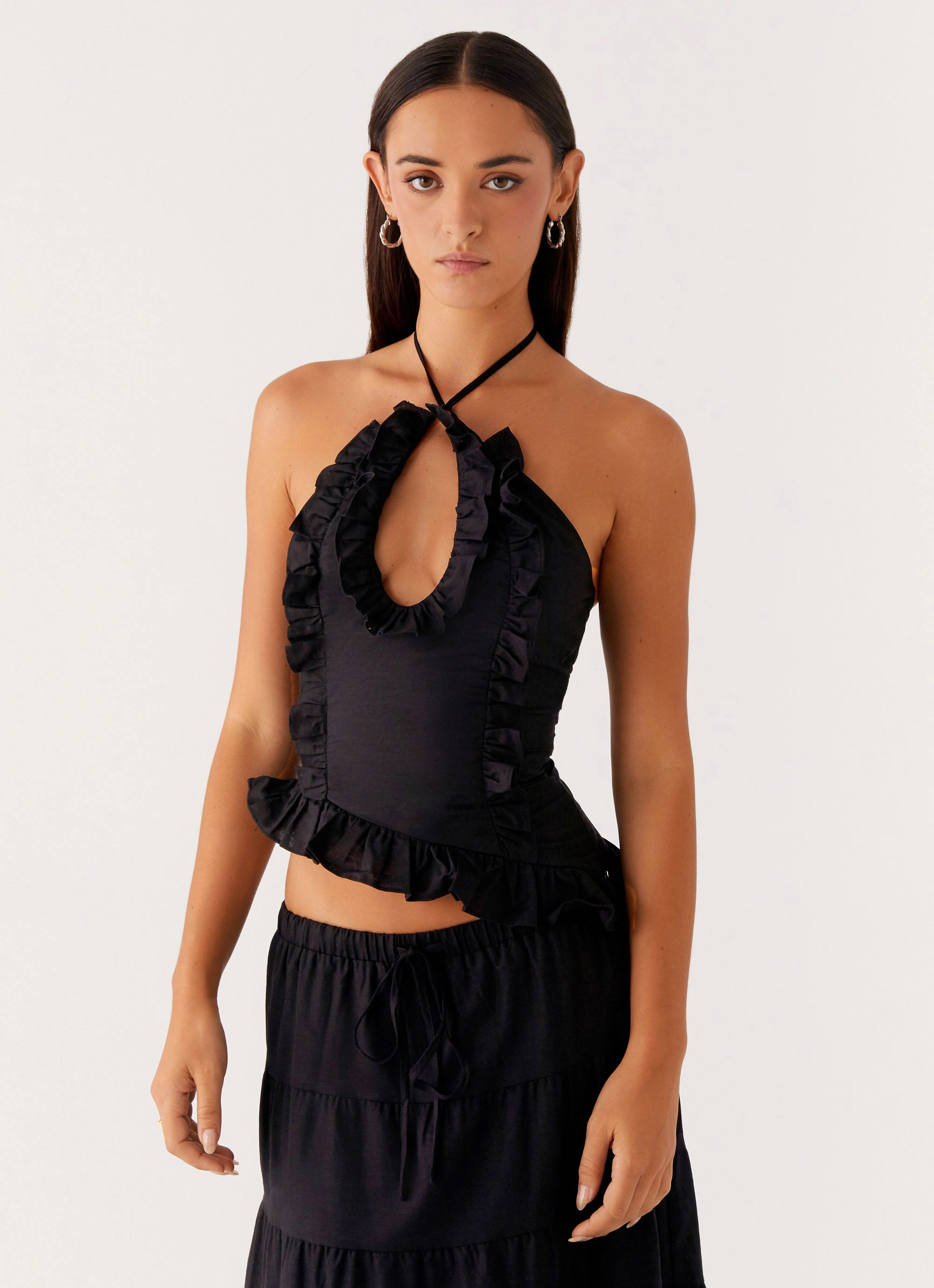 Mariella Linen Top - Black Reflective Safety Trim Bonded Seam Innovation