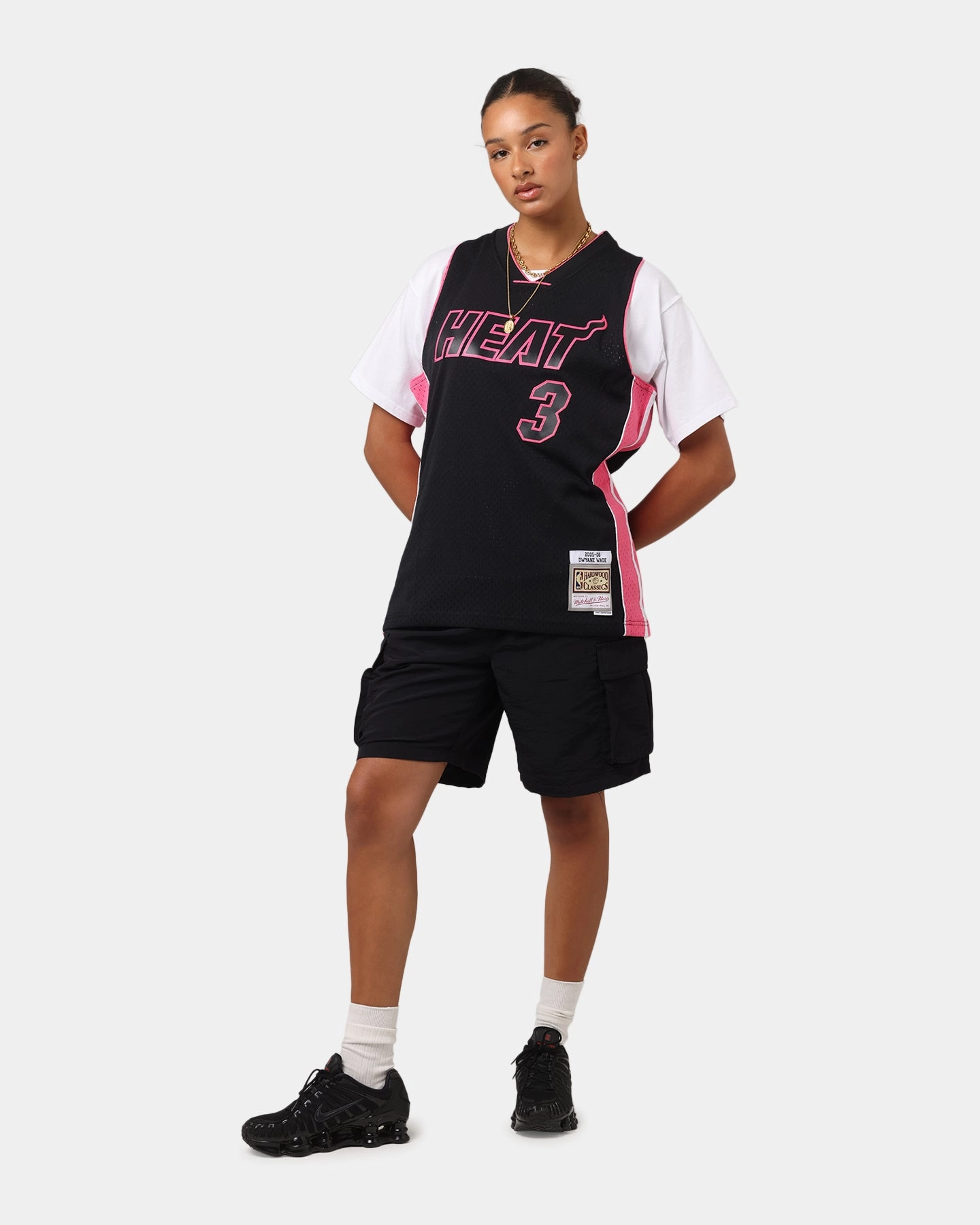 Sporty Blouse Soft Touch Fabric Mitchell & Ness Miami Heat Dwyane Wade 'Volt' 2005 Swing Jersey Black/Pink