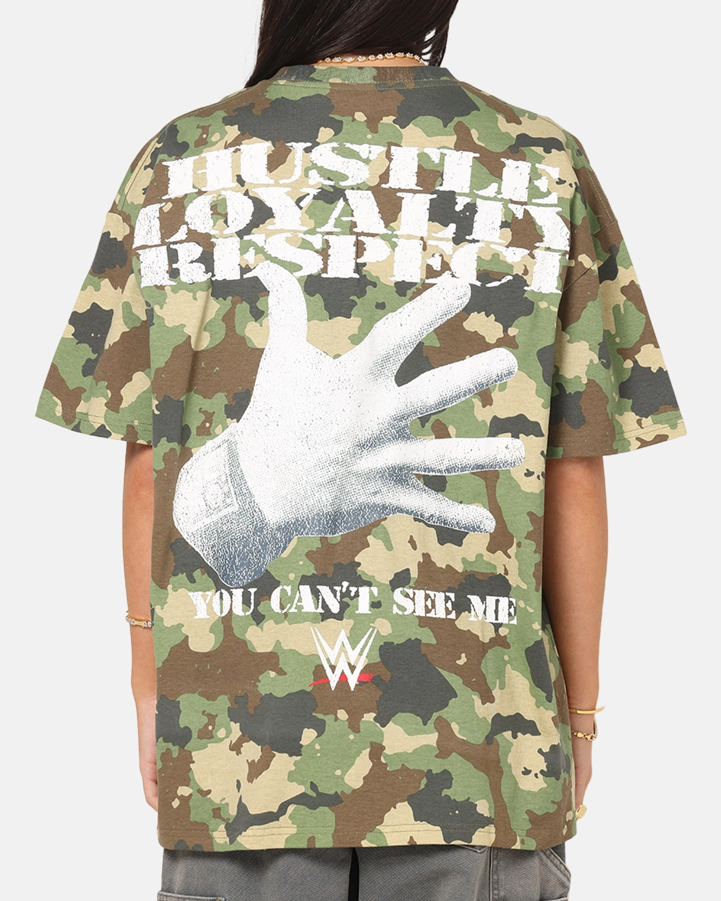 Reversible Layering Tech Culture Kings X WWE John Cena You Can't See Me T-Shirt Camo