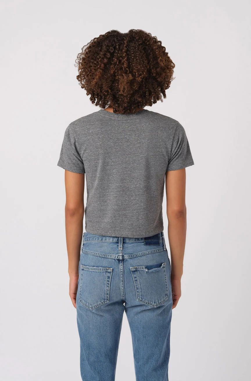 Babe Tee in Heather Grey Structured Shoulder Quick Release Fasteners