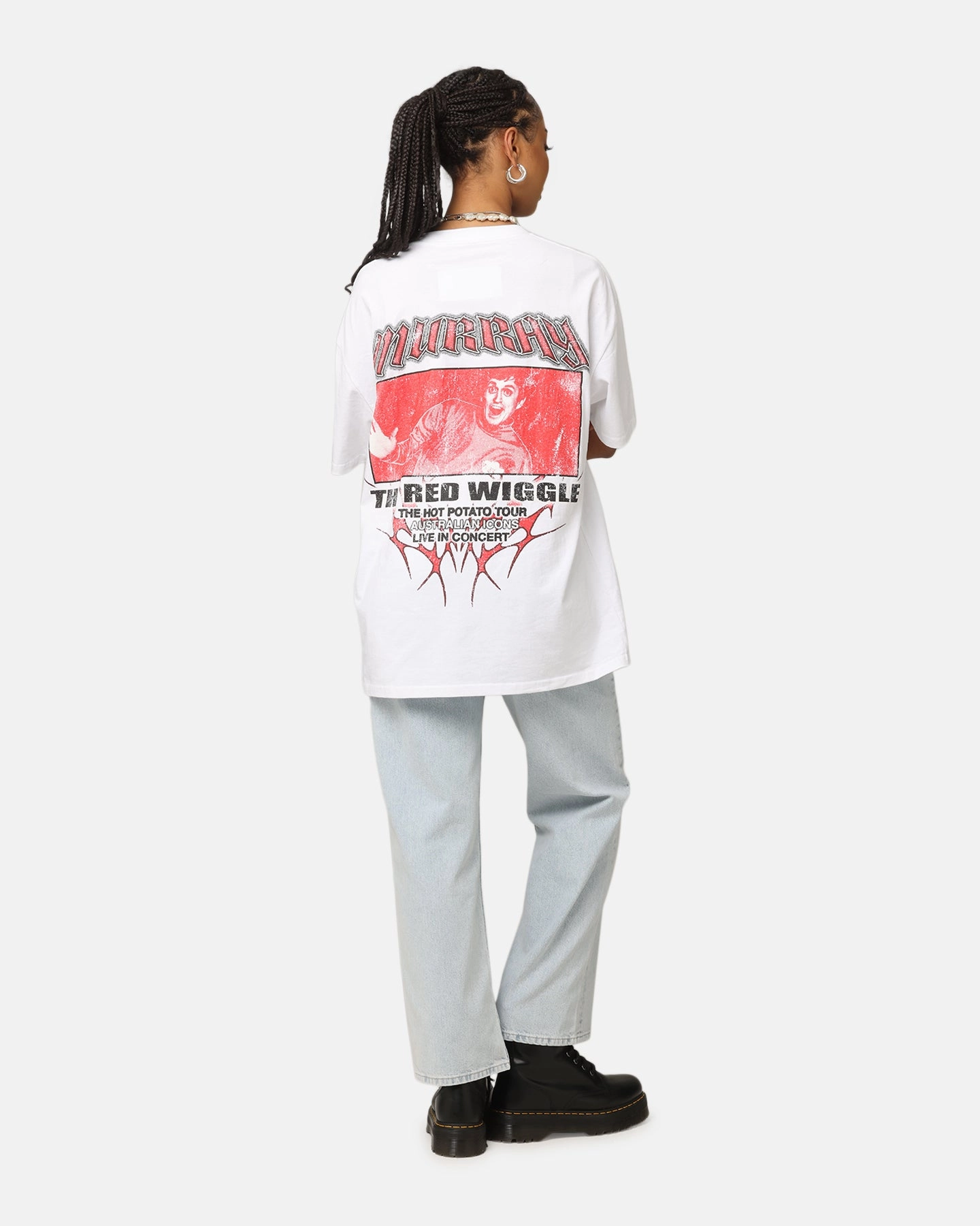 Bonded Hemline Everyday Comfort Goat Crew X The Wiggles Red Wiggle Heavy T-Shirt White