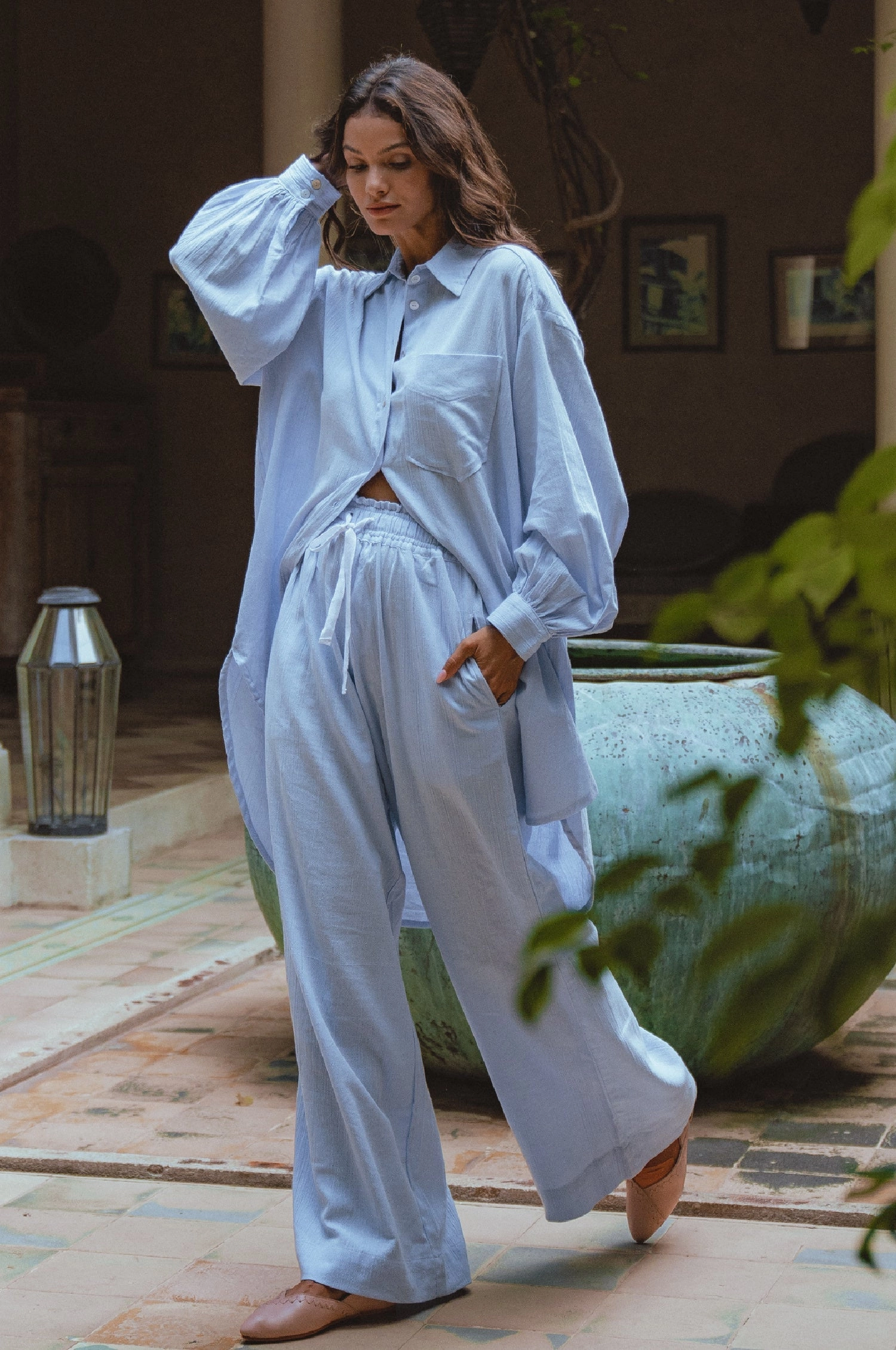 Soft Shape Soft color Calin Wide Leg Linen Pants (Sale)