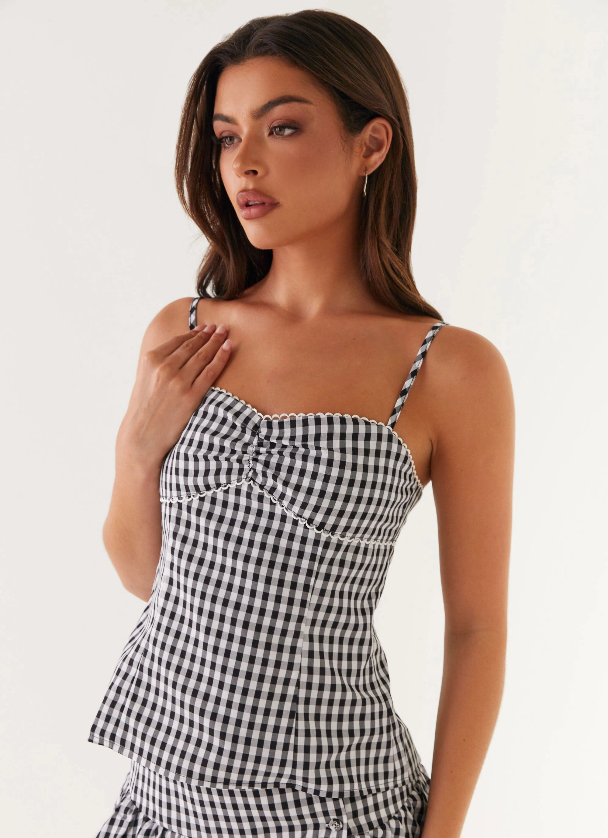 Easy to Wear Stretch Fit Top Bellamy Top - Black Gingham