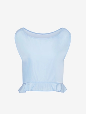 Temperature Regulating Fabric SweatGuard Lining Boat Neck Ruffle Top