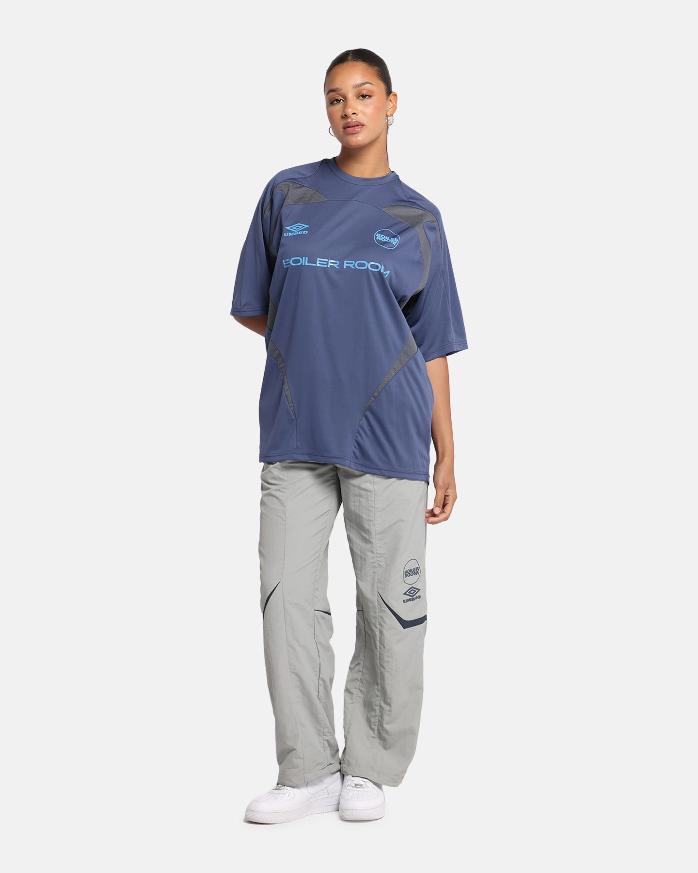 Boiler Room X Umbro Football Jersey T-Shirt Blue Breathable Linen Blend