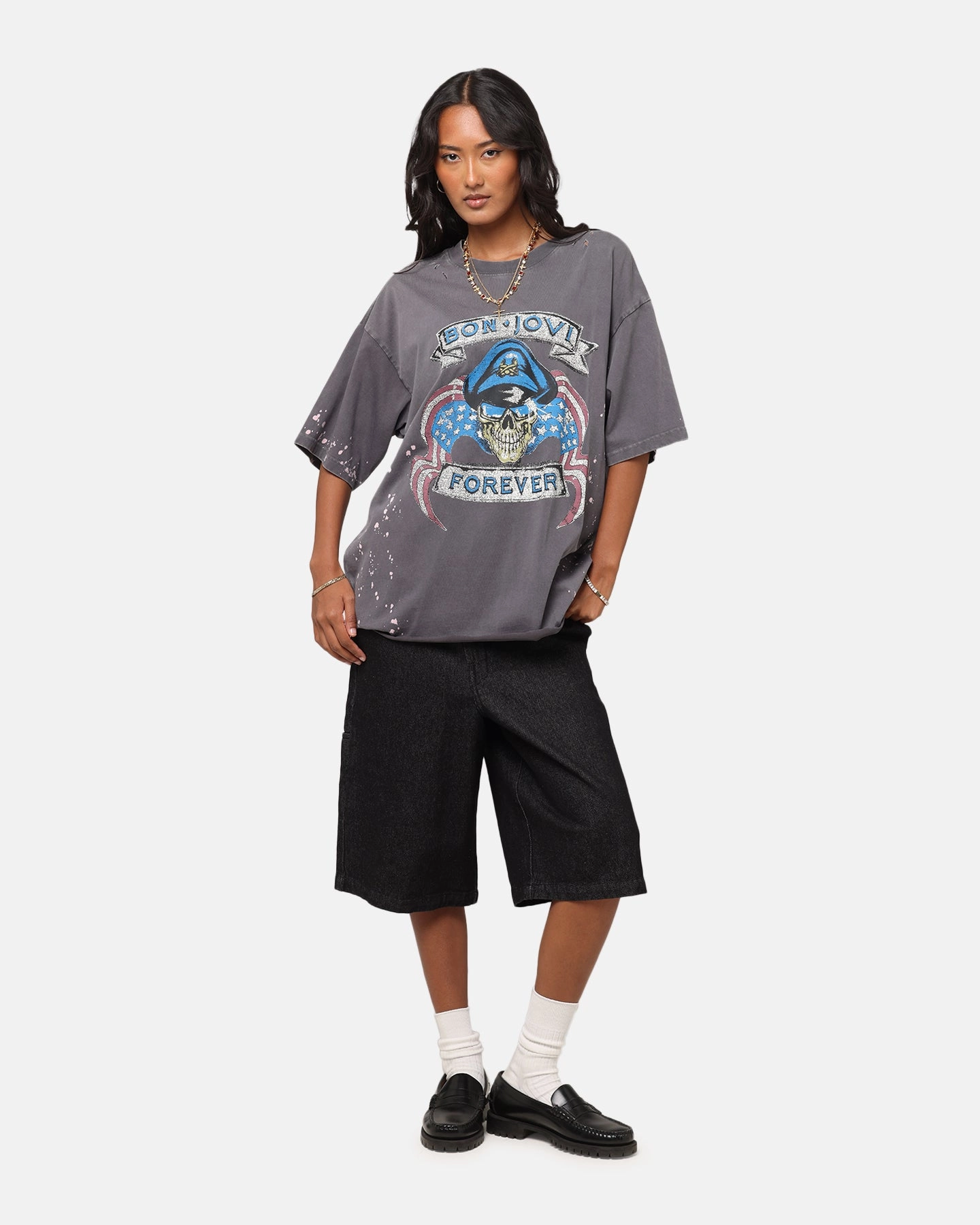 Low Profile Zipper Bon Jovi Forever T-Shirt Washed Black