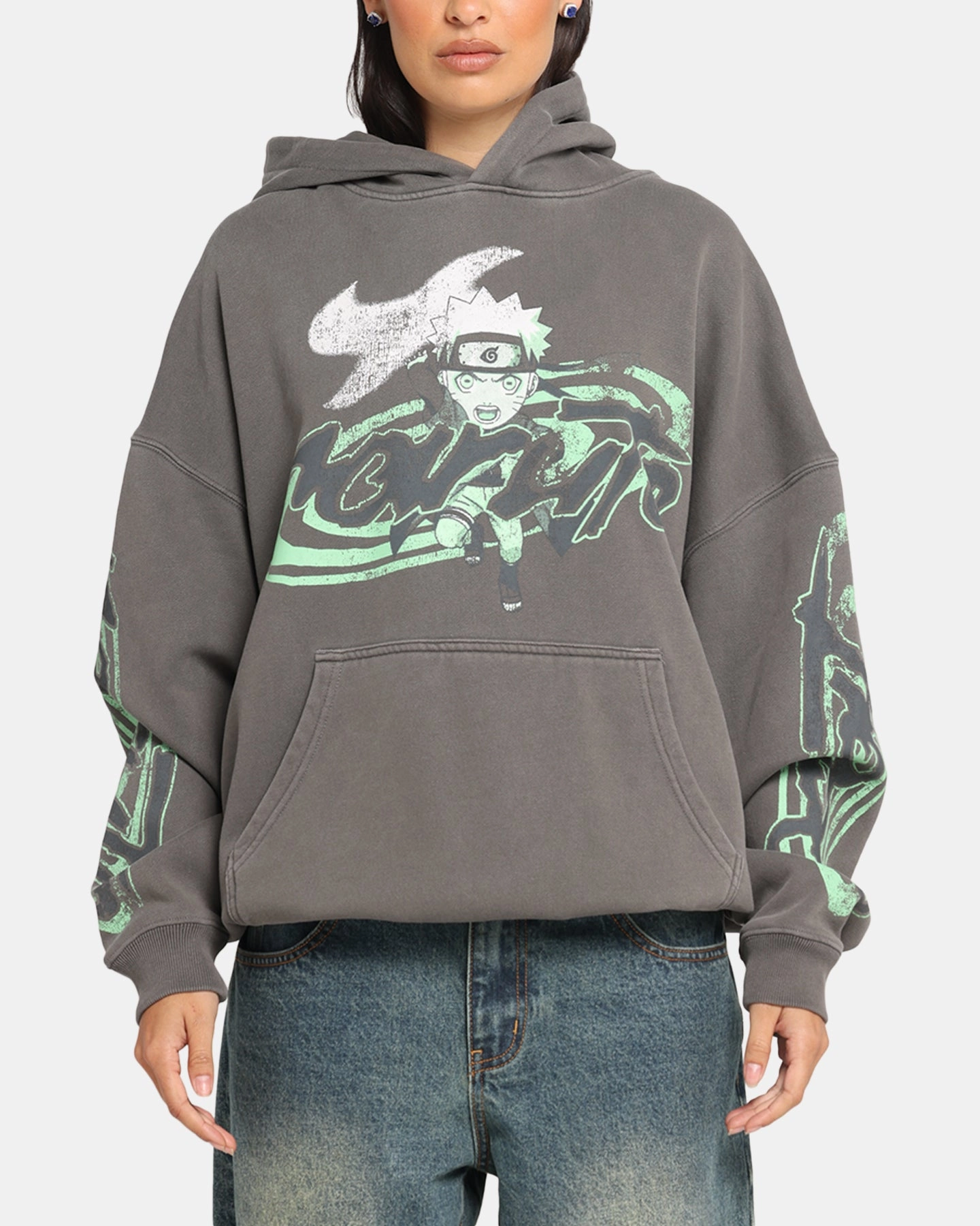 Goat Crew X Naruto Sage Mode Premium Hoodie Washed Charcoal AntiPillingTechnology