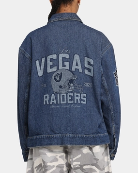 SnagProof QuickDry Textile New Era Las Vegas Raiders NFL Denim Jacket Dark Blue