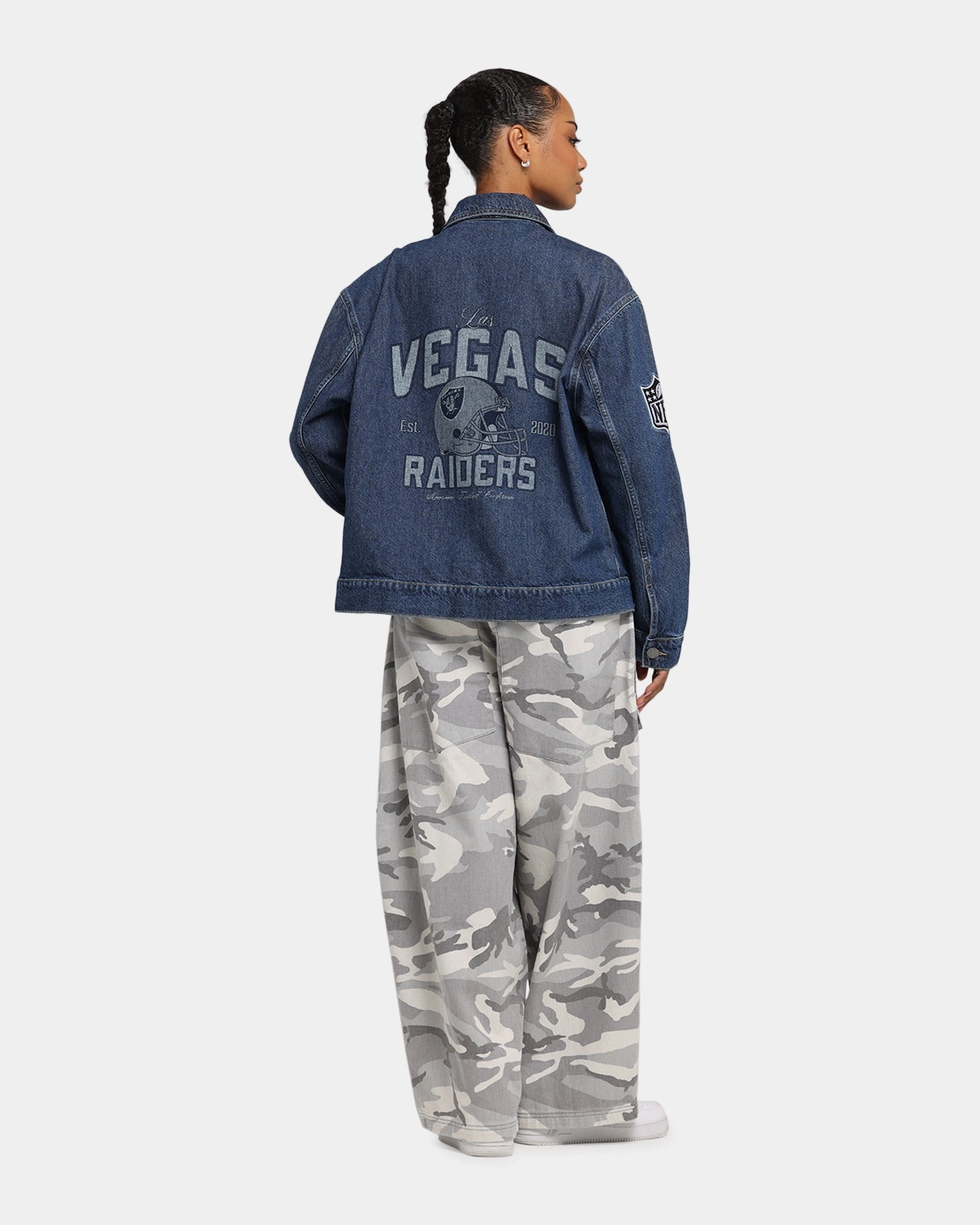 AntiPillingFinish New Era Las Vegas Raiders NFL Denim Jacket Dark Blue