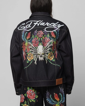 AntiPilling Ed Hardy Denim Jacket Raw Indigo