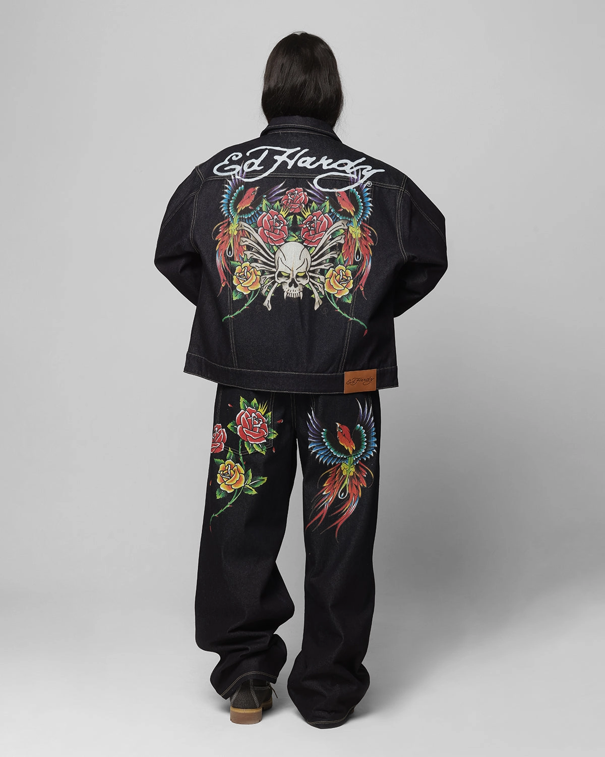 Multi Way Adjustable Fit Ed Hardy Denim Jacket Raw Indigo