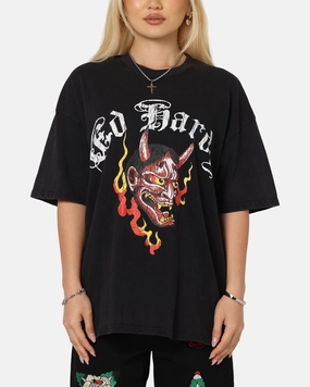 AllSeason Wearability Ed Hardy Mask Of Mischief T-Shirt Black Acidwash