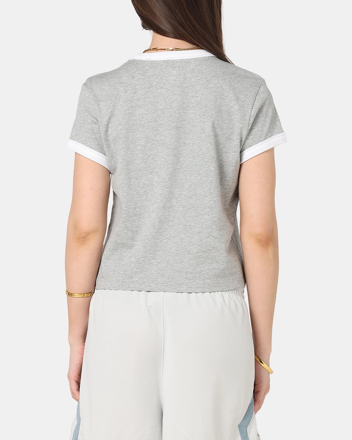 AntiStatic Treatment Nike Women's Sportswear Graphic Ringer T-Shirt Dark Grey Heather