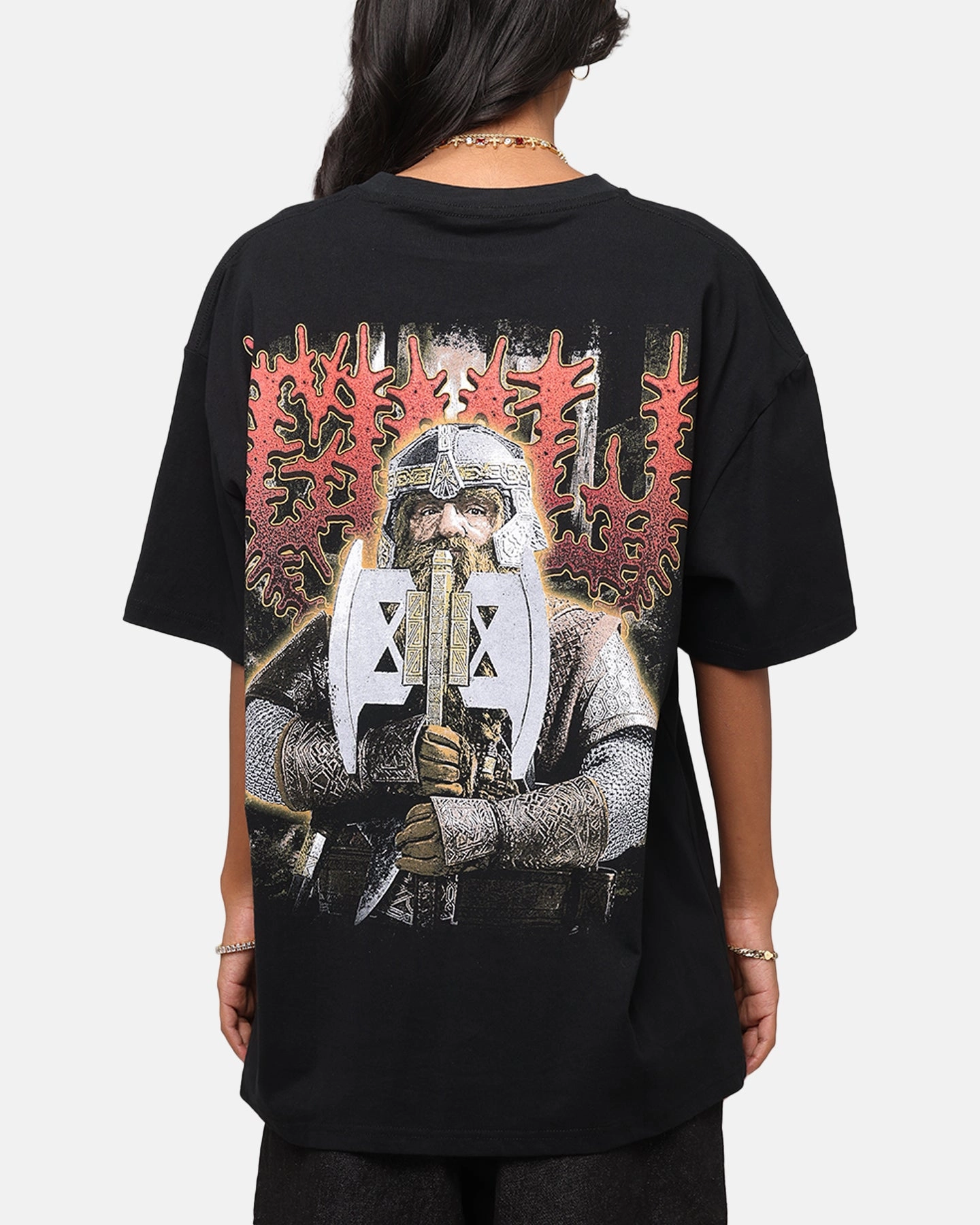 American Thrift X The Lord Of The Rings Gimli Heavy T-Shirt Black Casual Blouse