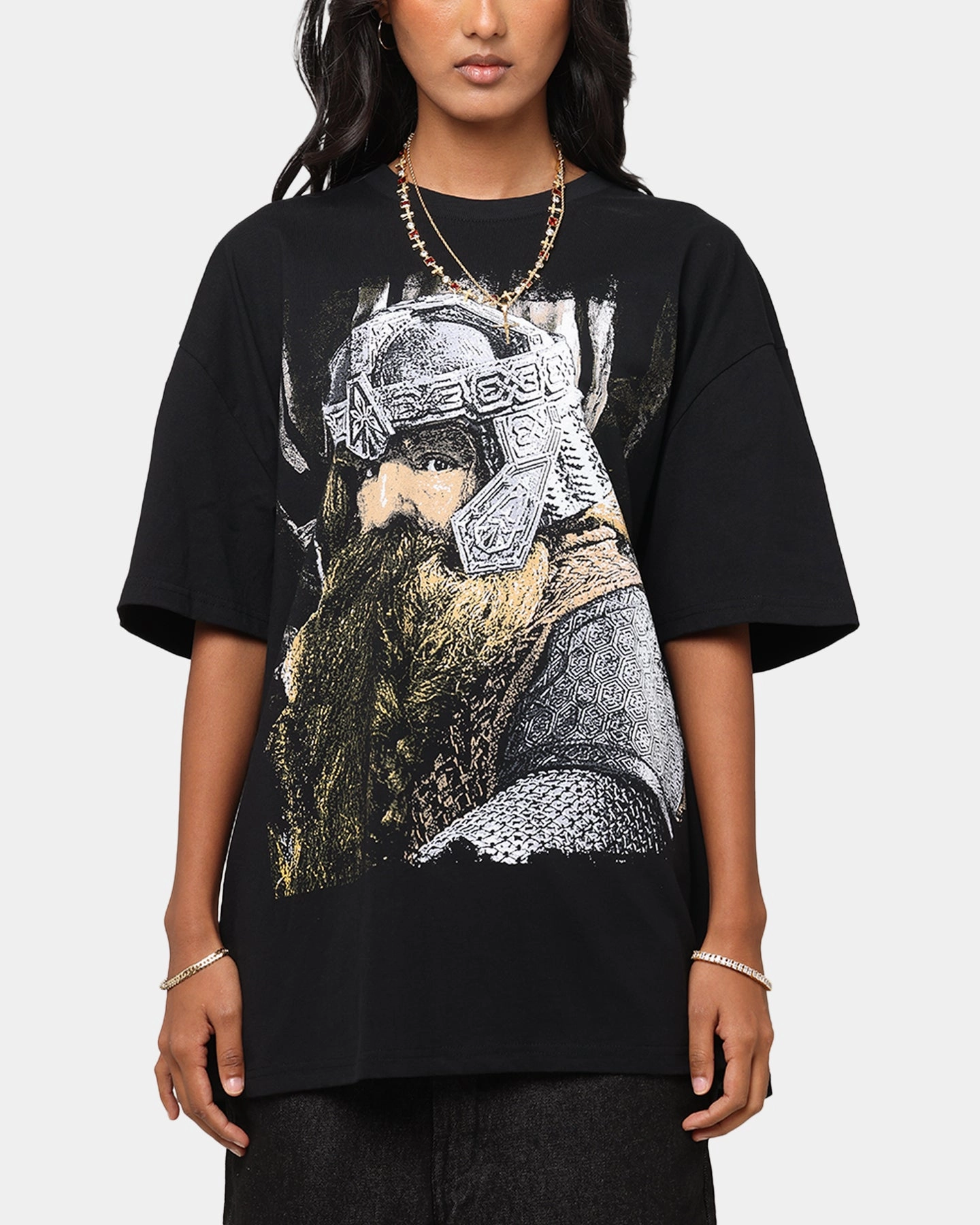 American Thrift X The Lord Of The Rings Gimli Heavy T-Shirt Black Soft Blended Fabric