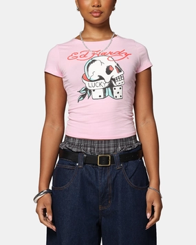 PreShrunkFabric Resilient Fabric Blend Ed Hardy Women's Lucky Baby T-Shirt Pink