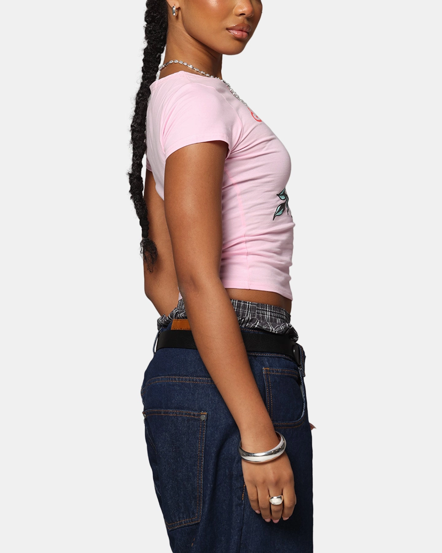 TonalStitching Quick-Dry Fabric Ed Hardy Women's Lucky Baby T-Shirt Pink