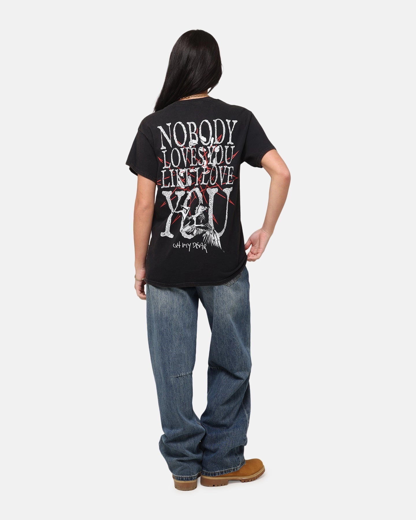 RibbedTexture Bring Me The Horizon Nobody Loves You Vintage T-Shirt Black Vintage