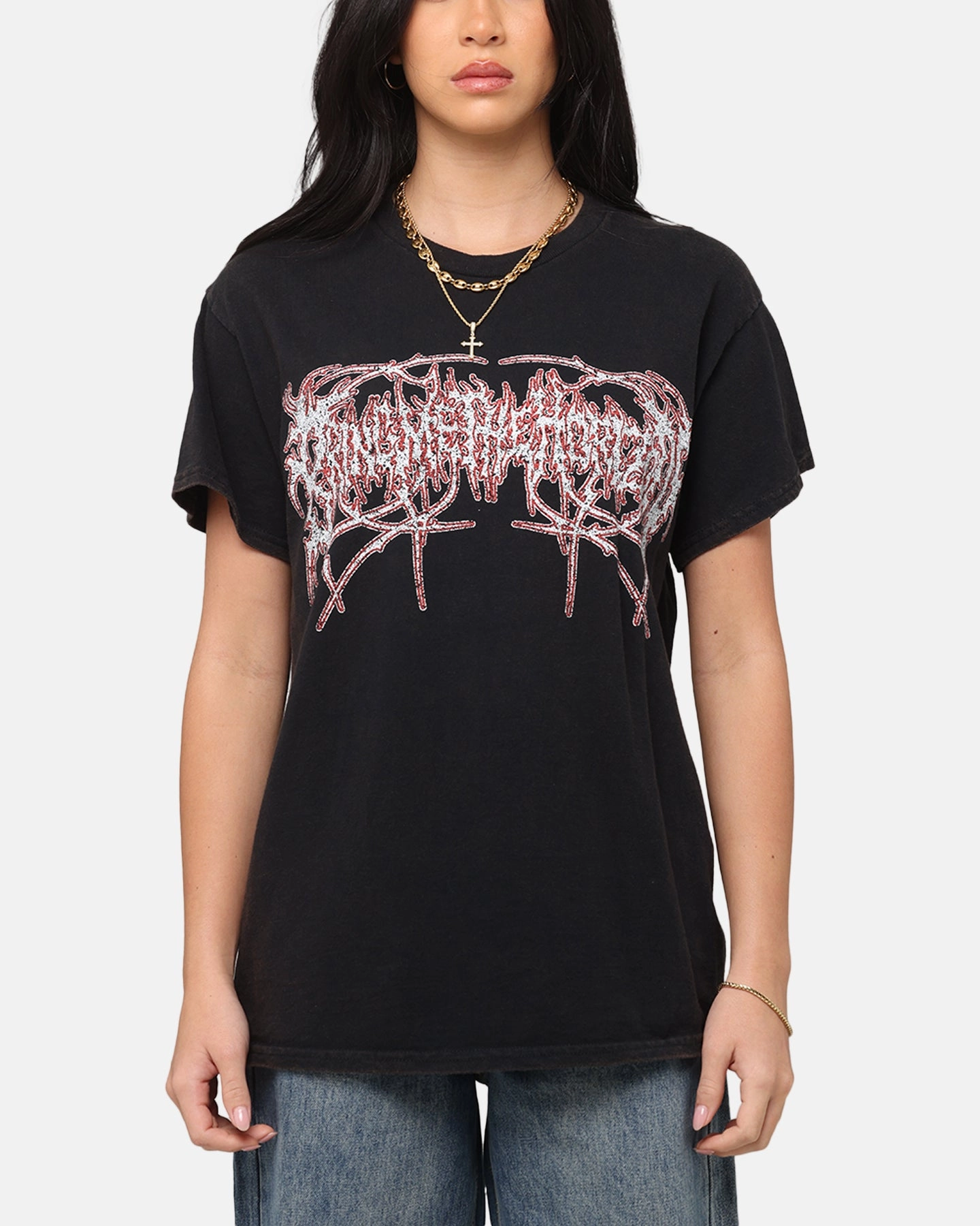 Contrast Stitching Bring Me The Horizon Nobody Loves You Vintage T-Shirt Black Vintage