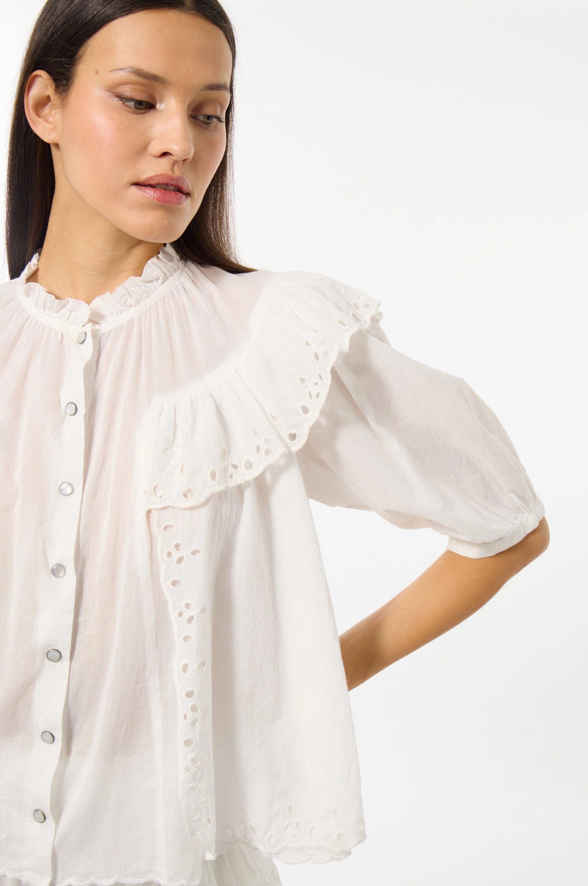Broderie Anglaise Shirt Durable Fiber Blend