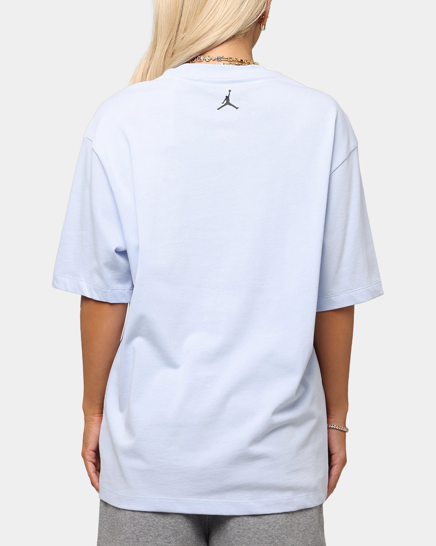 Jordan Brand Sneaker Patch Crew T-Shirt Blue/Black SoftInteriorLining Odor Resistant Treatment