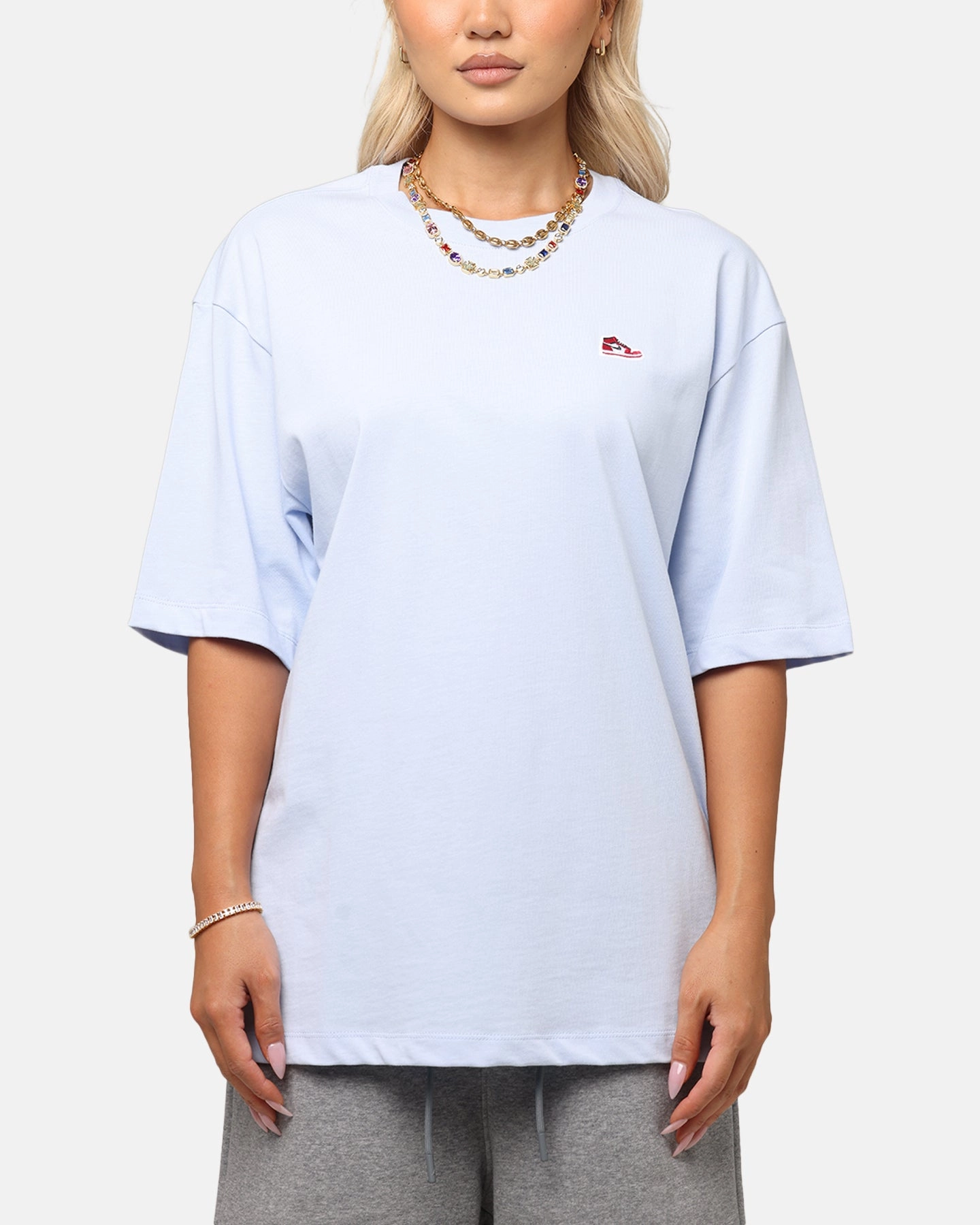 FadeResistant Treatment Vintage Pullover Jordan Brand Sneaker Patch Crew T-Shirt Blue/Black