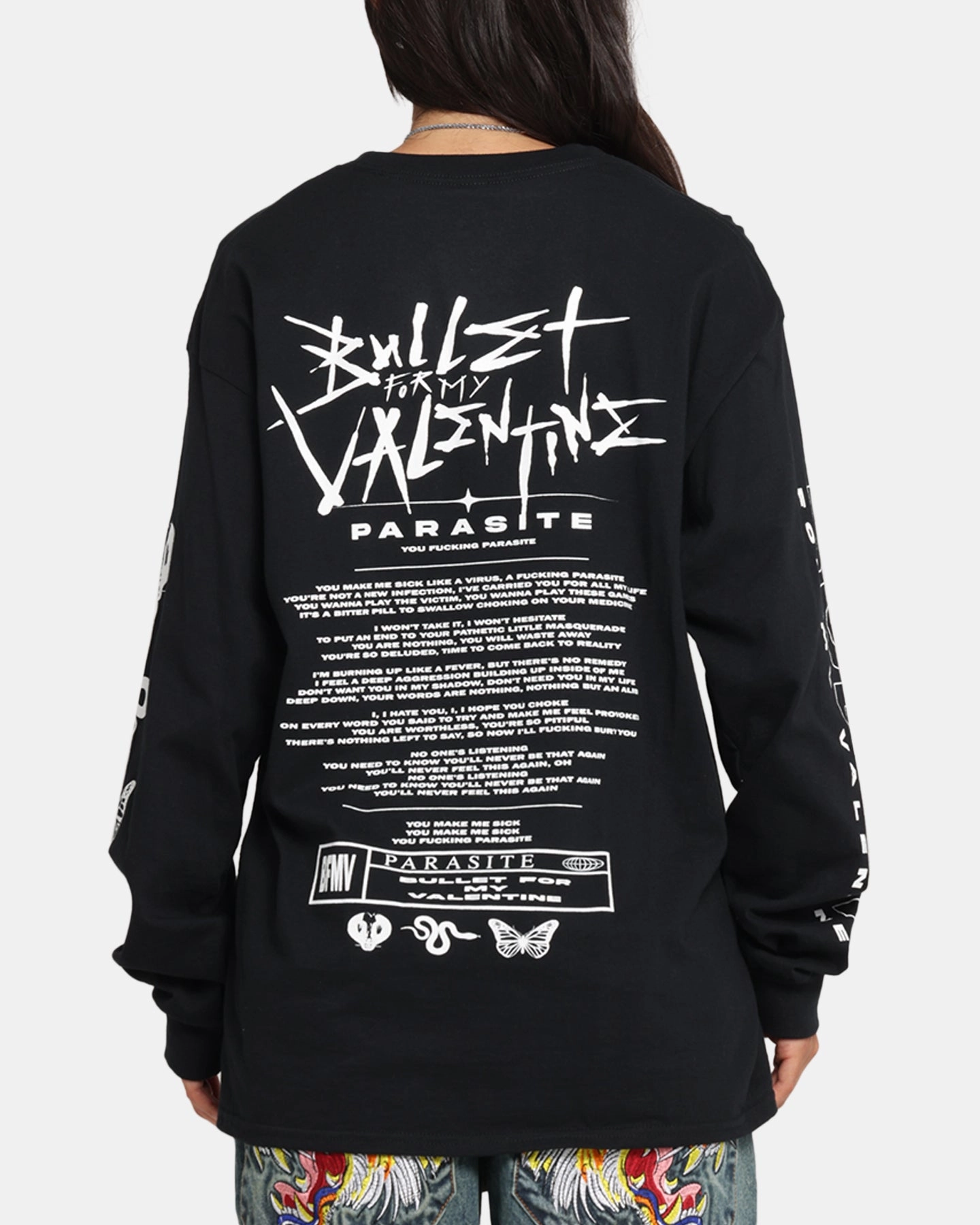 Bullet For My Valentine Parasite Long Sleeve T-Shirt Black OdorControl Technology Circular Knit Technique