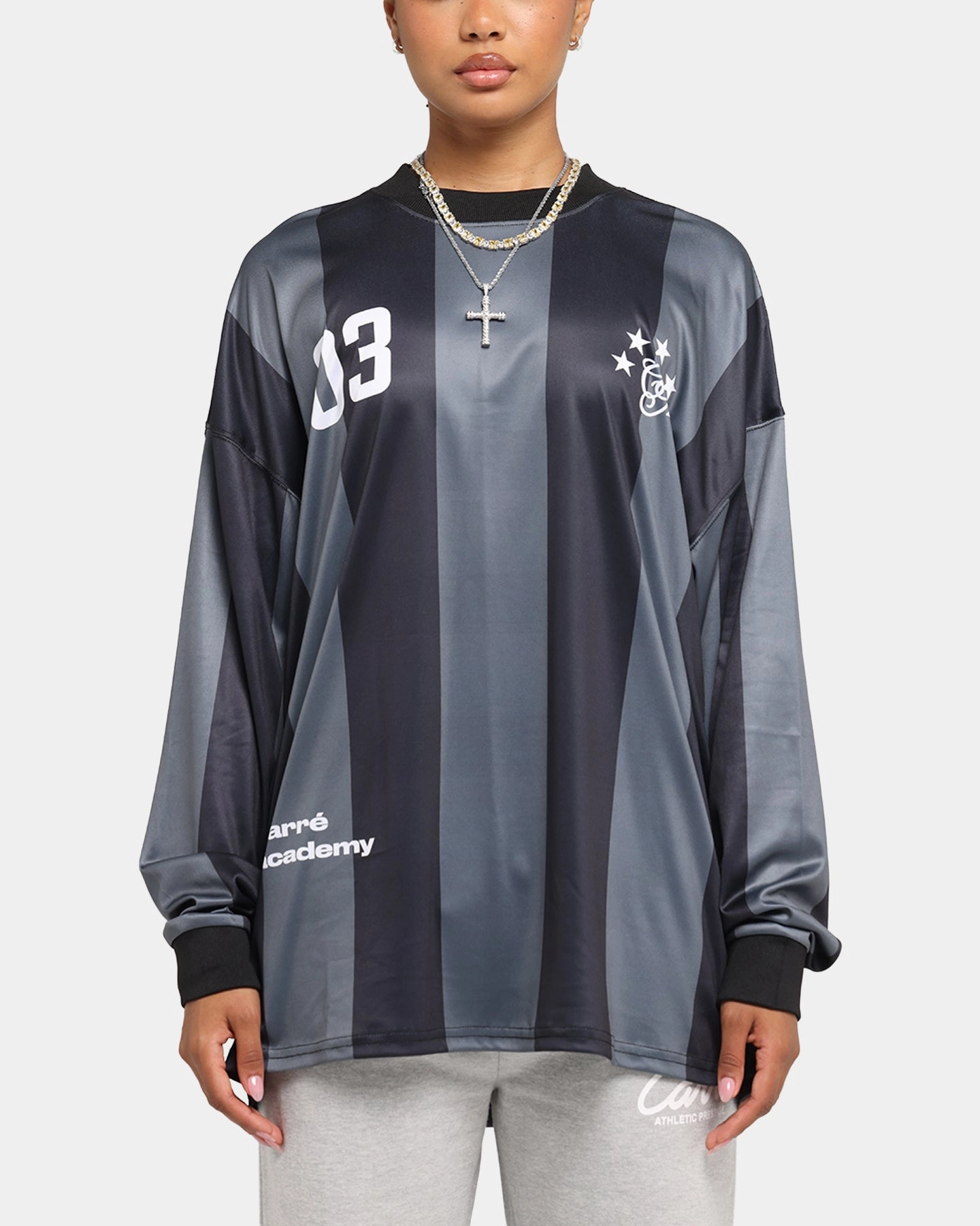 Carre Academy Oversized Long Sleeve T-Shirt Black/Grey MultiPanelBreathability