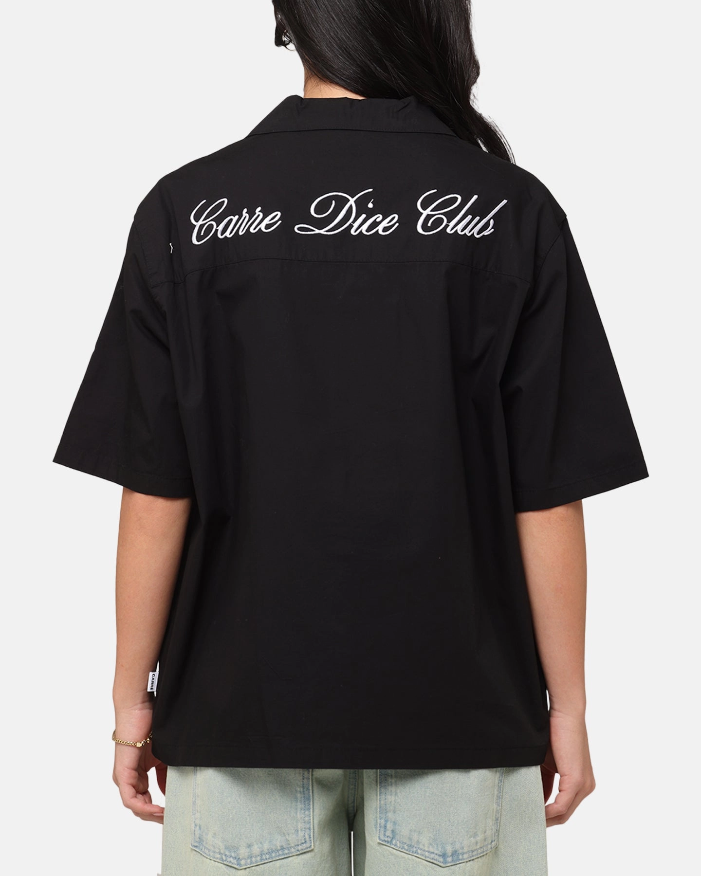 Reversible Layering Tech Carre Dice Club Button Up Shirt Black