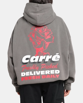 Carre Freshly Picked Hoodie Washed Charcoal Rolled Hem Finish