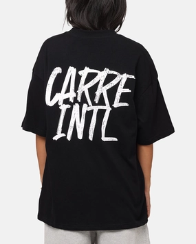 Non Chafe Armholes Ribbed Collar Style Carre Intl Drop Shoulder T-Shirt Black