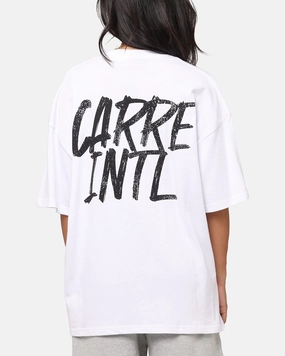 Carre Intl Drop Shoulder T-Shirt White Lightweight Material Interlock Stitch Detail