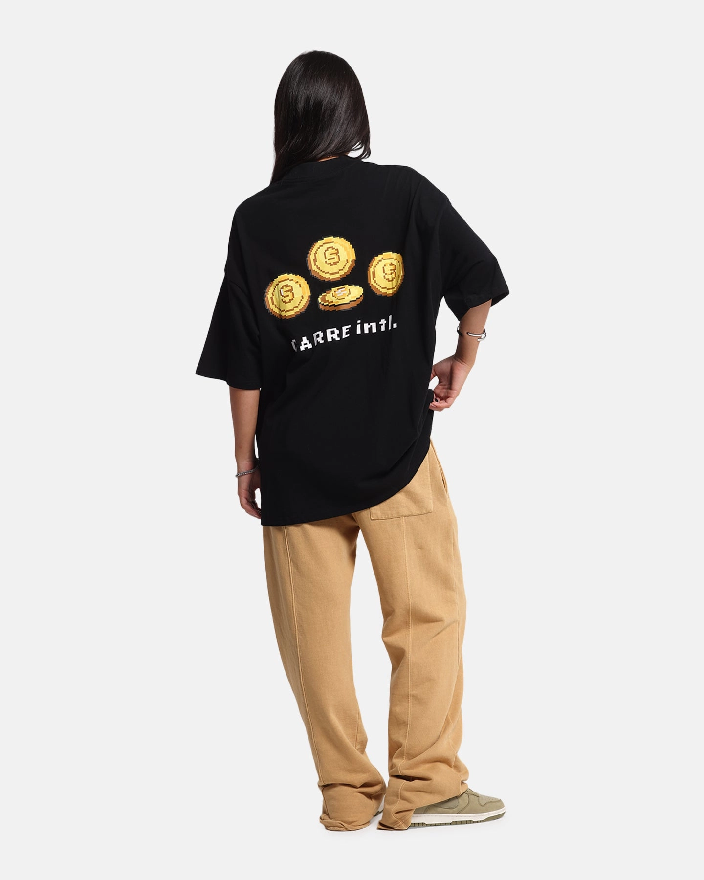 FrenchTerry PocketDetails Carre Level Up Mock Neck T-Shirt Black