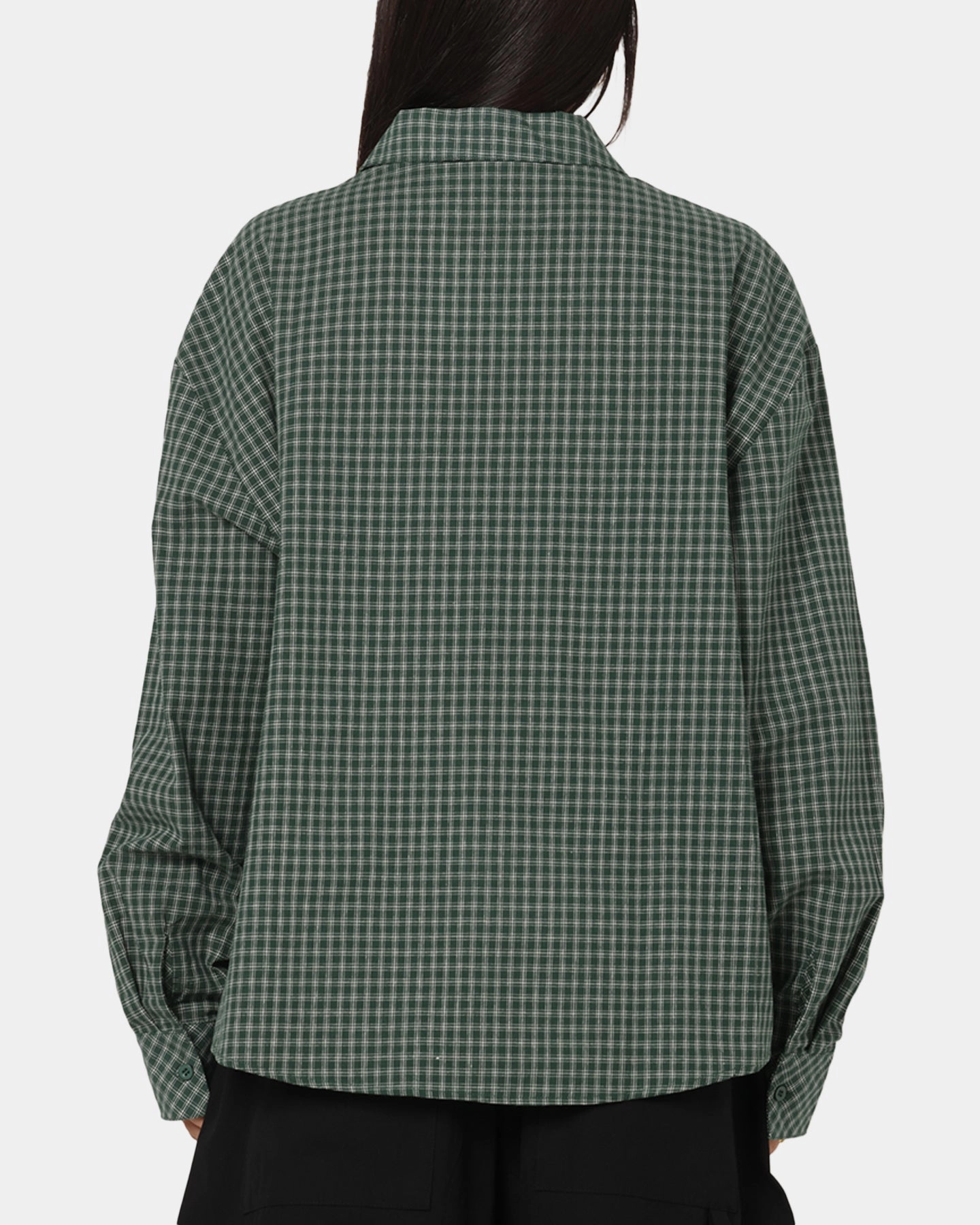 HighDensity Knit Summer Polo Carre Motion Long Sleeve Button Up Shirt Green Check