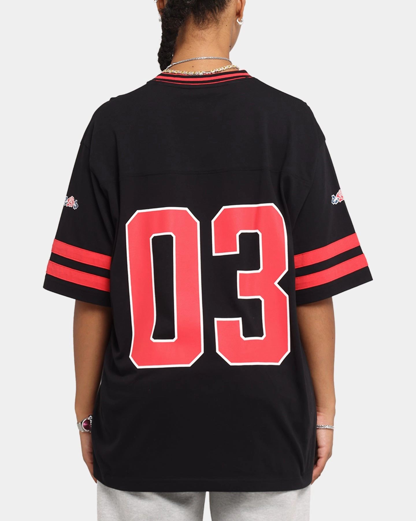 Carre Rose Football T-Shirt Black/Red EcoFriendlyTexture