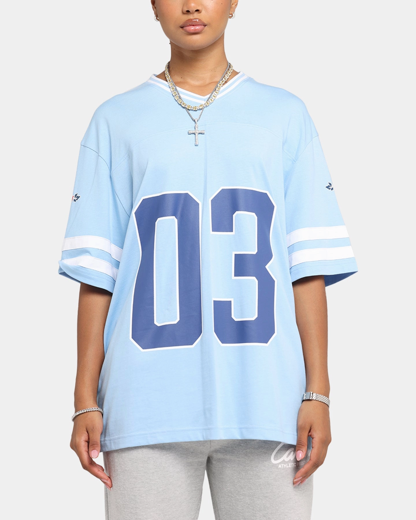 ElasticTrimming Carre Rose Football T-Shirt Light Blue