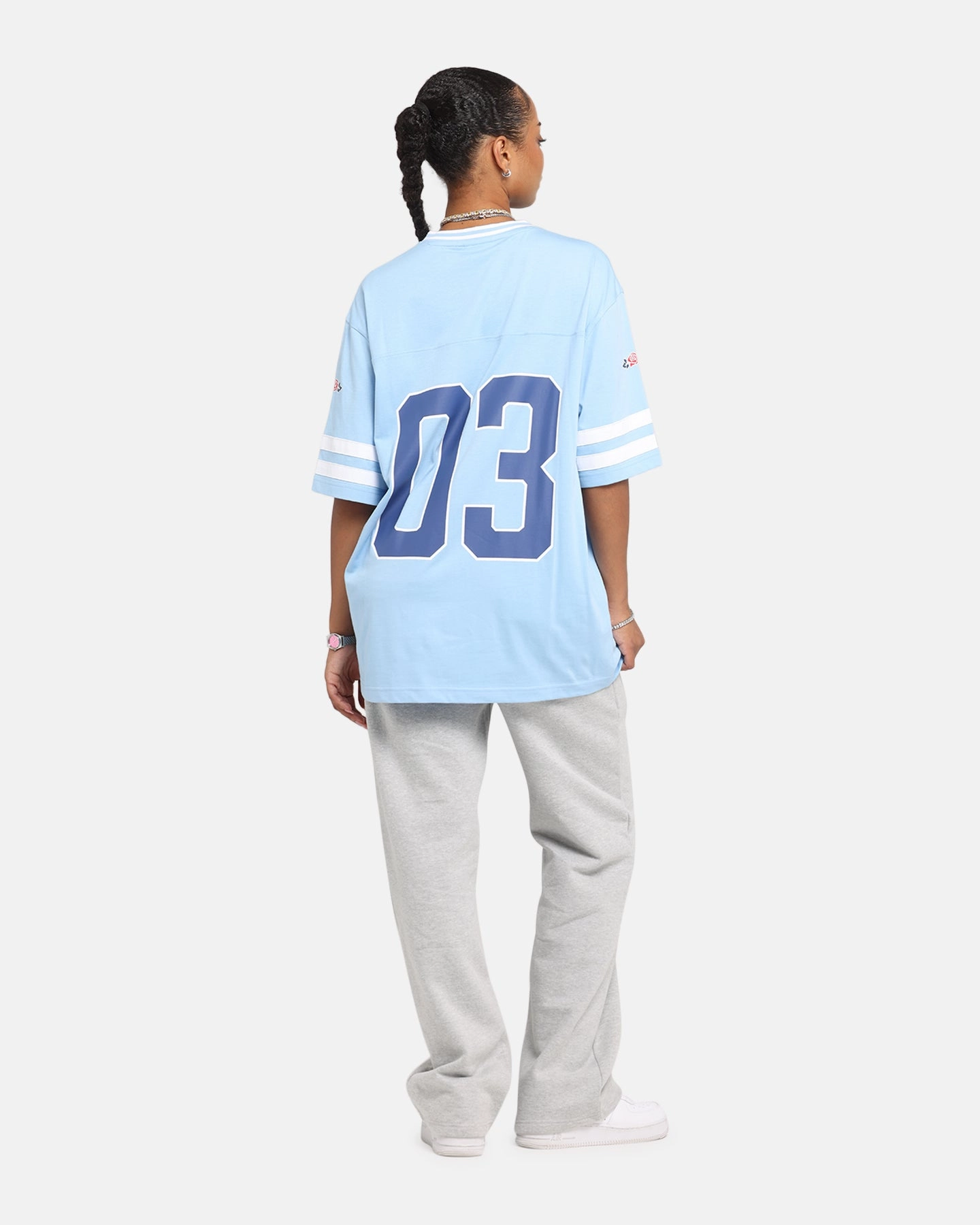 Carre Rose Football T-Shirt Light Blue BreathableFabricTech