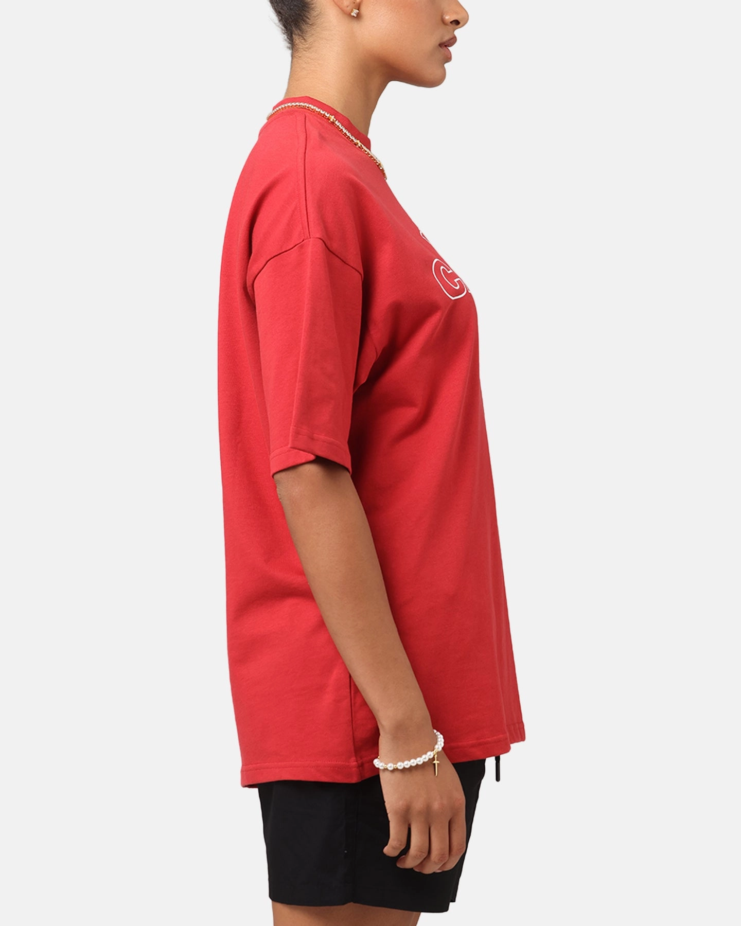 Carre Rosebud Mock Neck T-Shirt Red Comfortable Layer