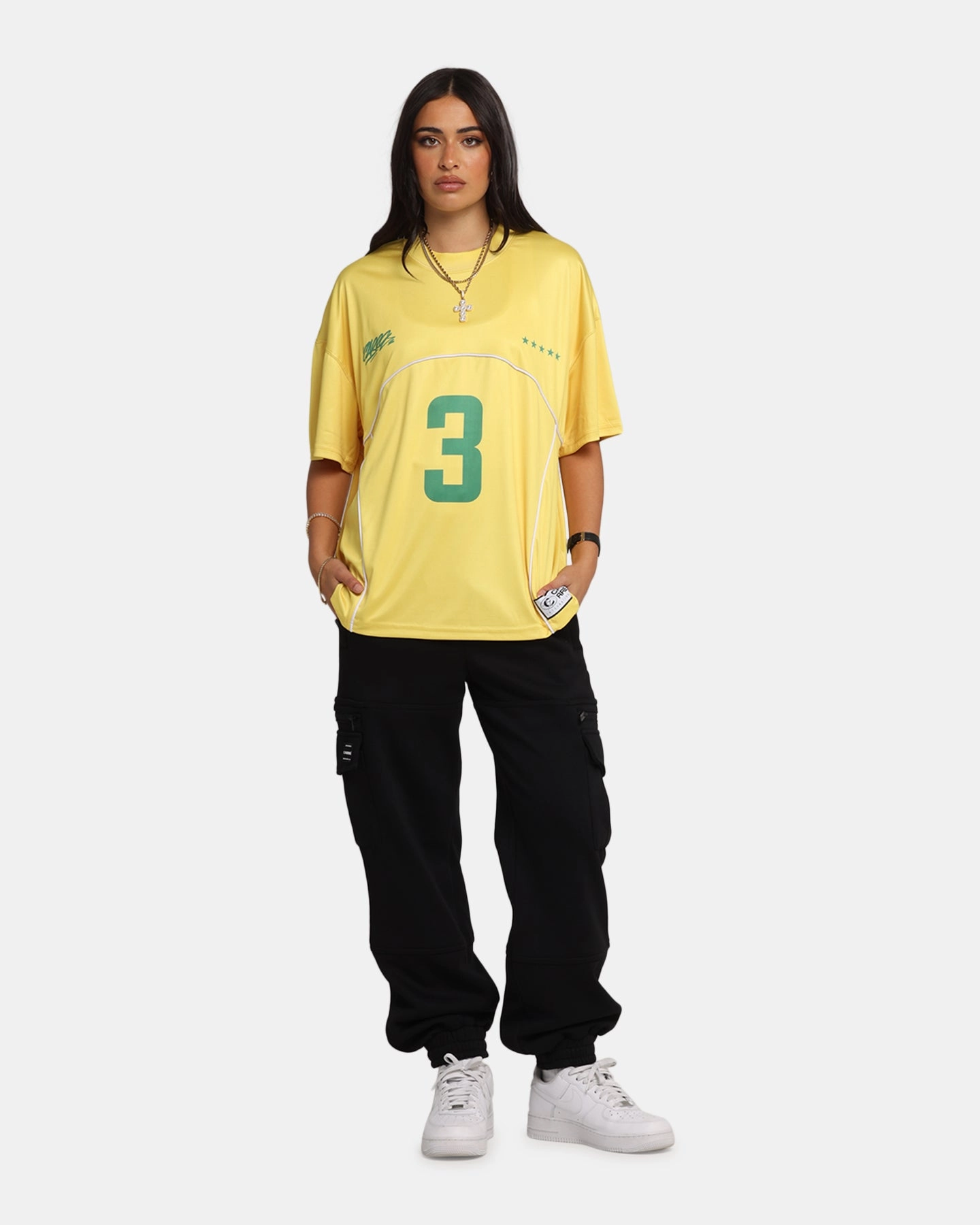 Carre Trainer T-Shirt Yellow/Green Anti Pilling Finish Simple Dress